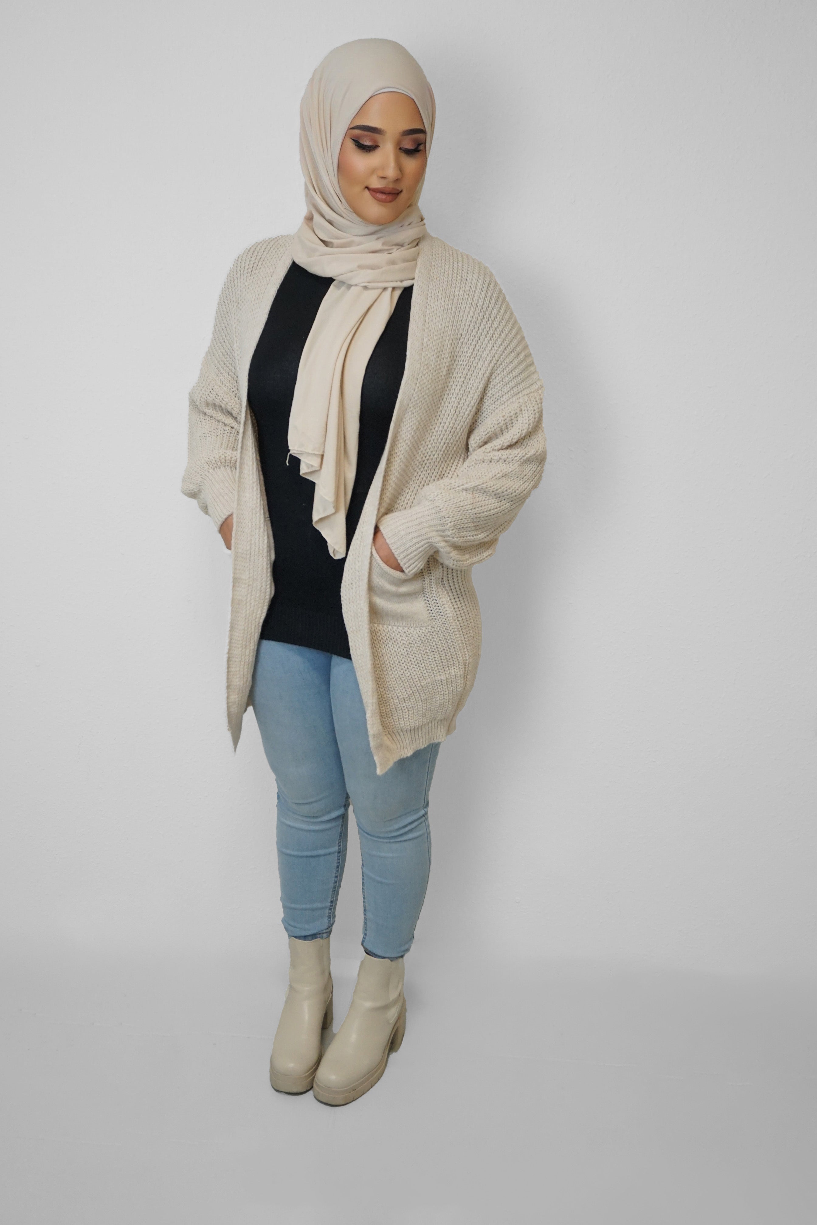 Grobstrick-Cardigan Mira Beige