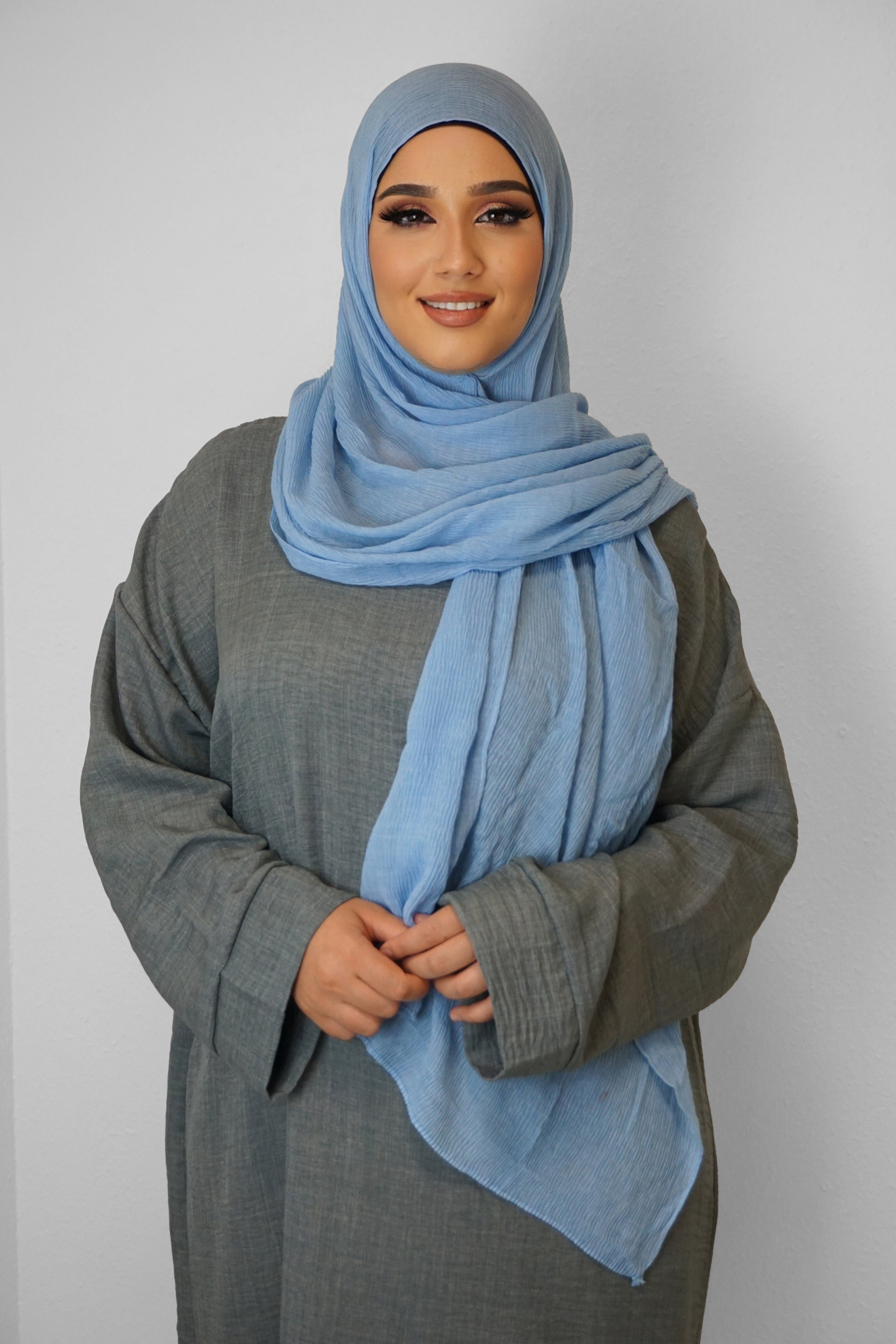 Baumwolle Crinkle-Hijab Hellblau