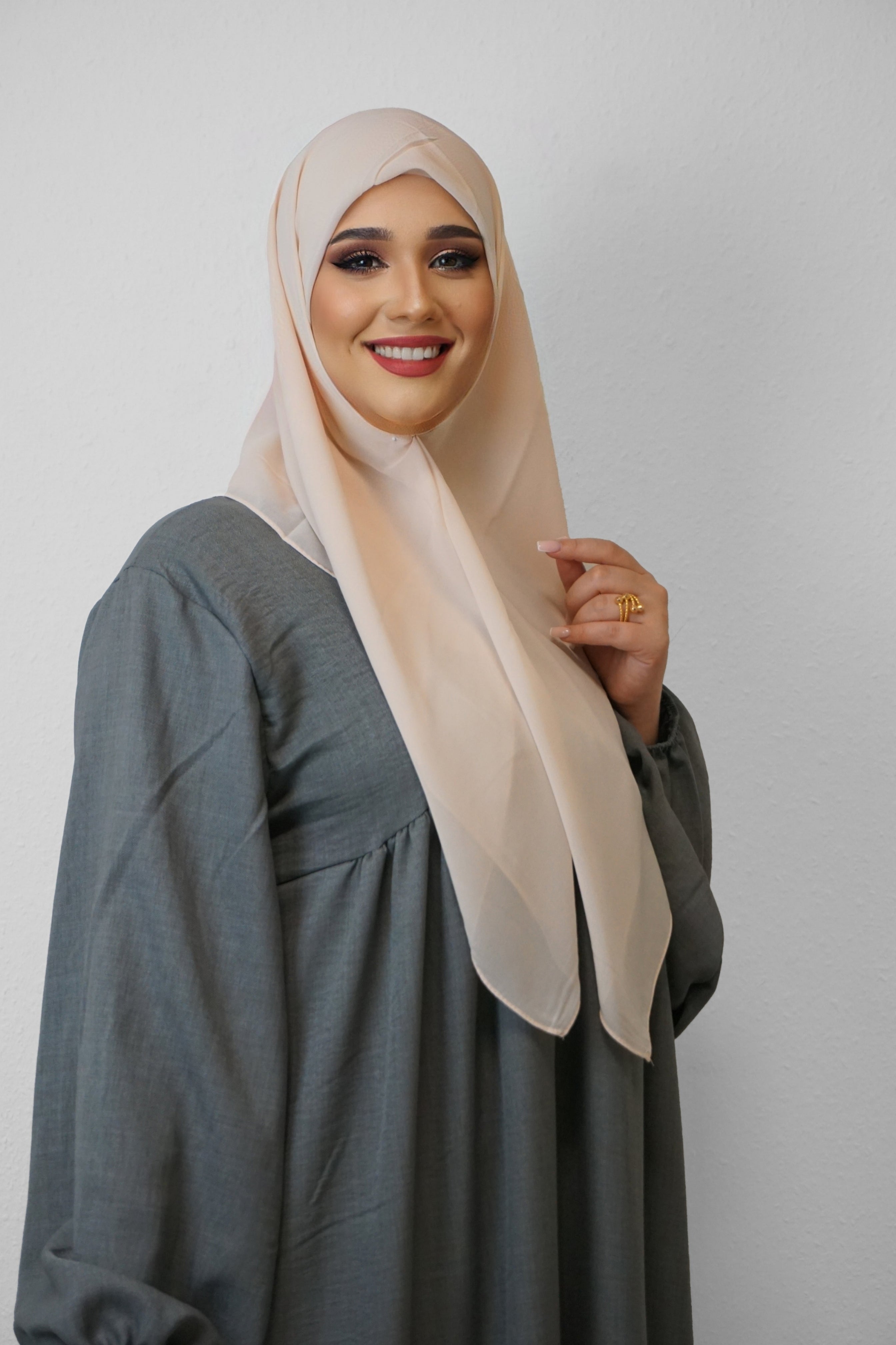 Chiffon Quadrat Hijab Light-Pfirsich