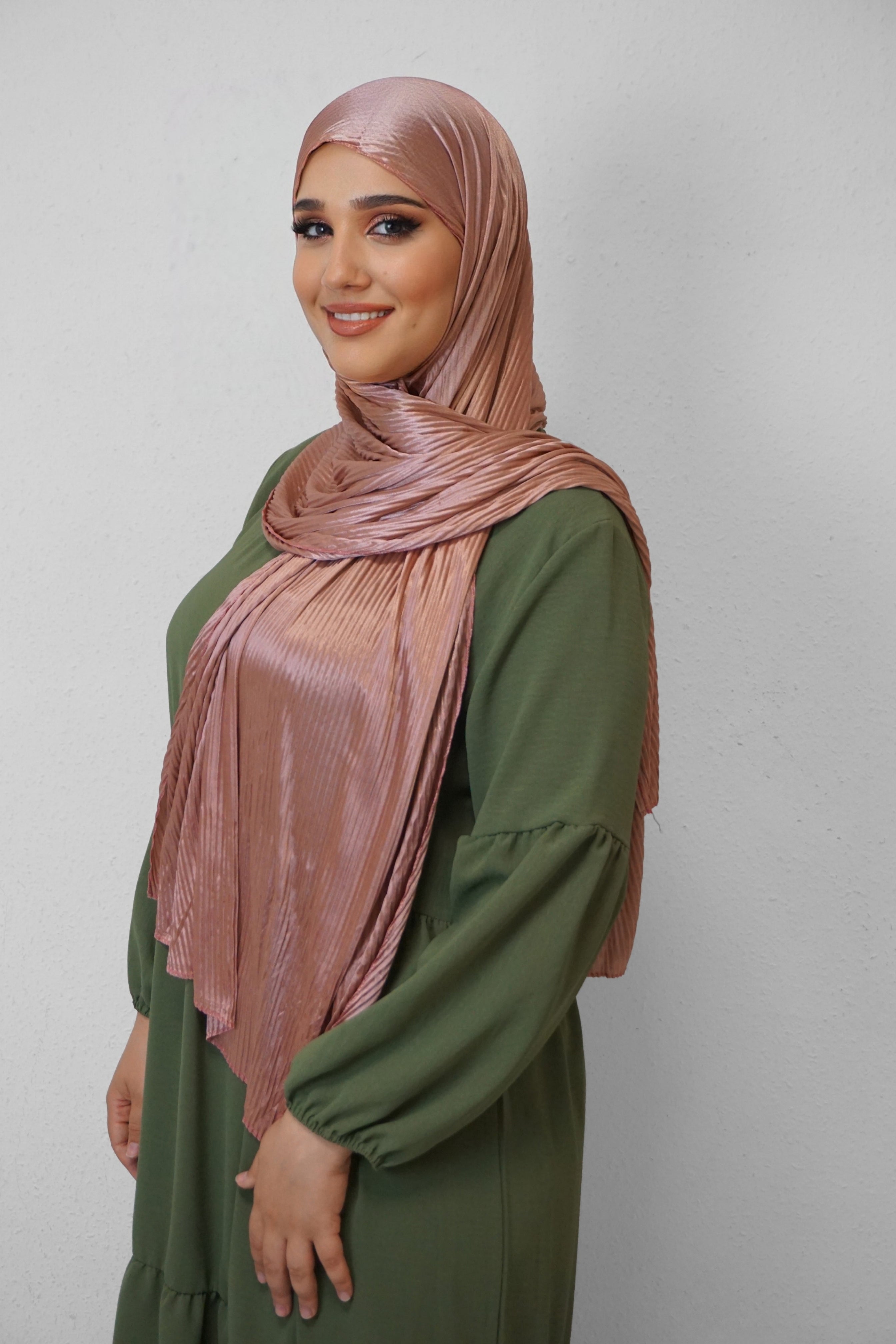 Satin Hijab Plissiert Blush