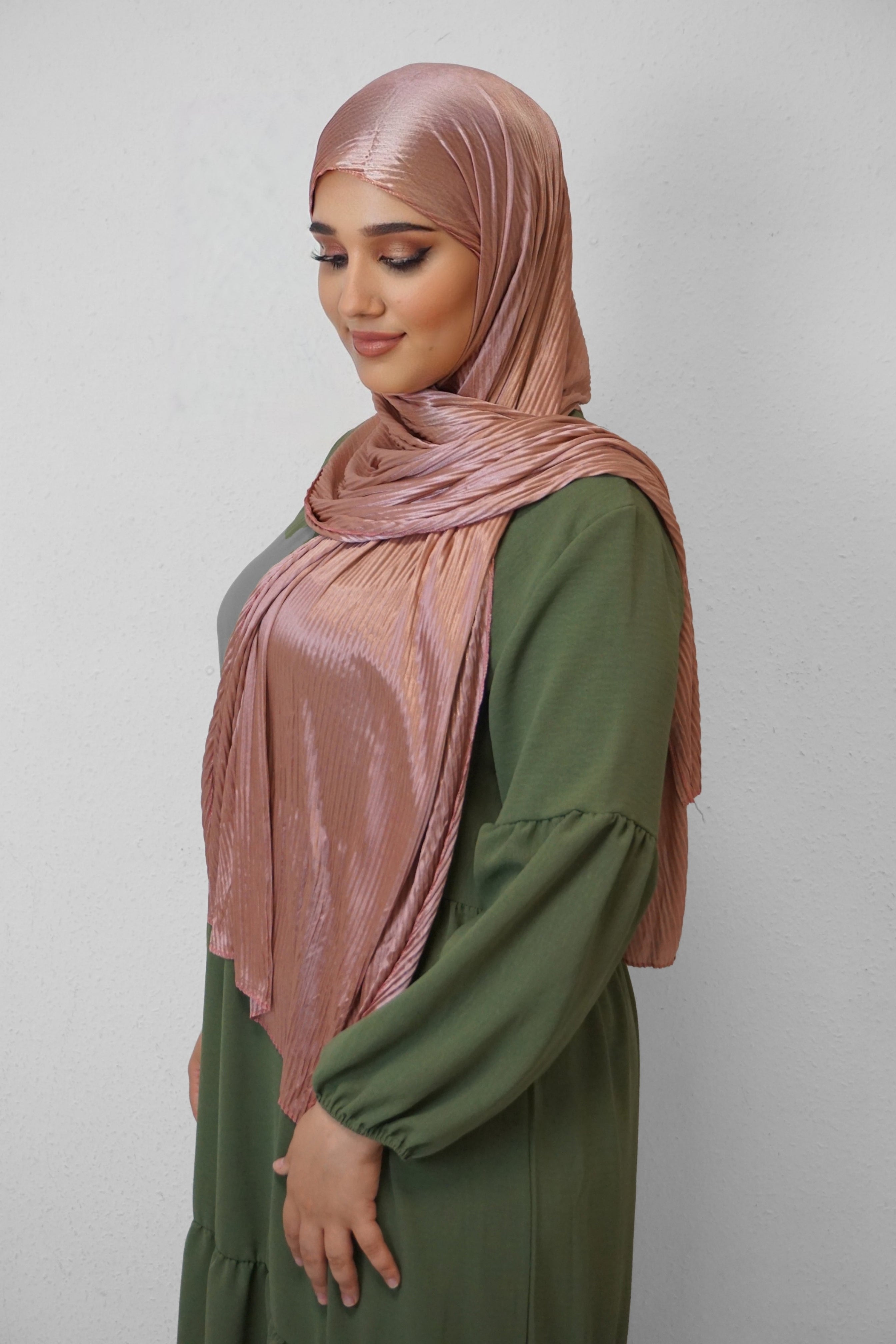 Satin Hijab Plissiert Blush