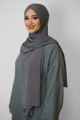 Crinkle Premium Chiffon Hijab Dunkelgrau