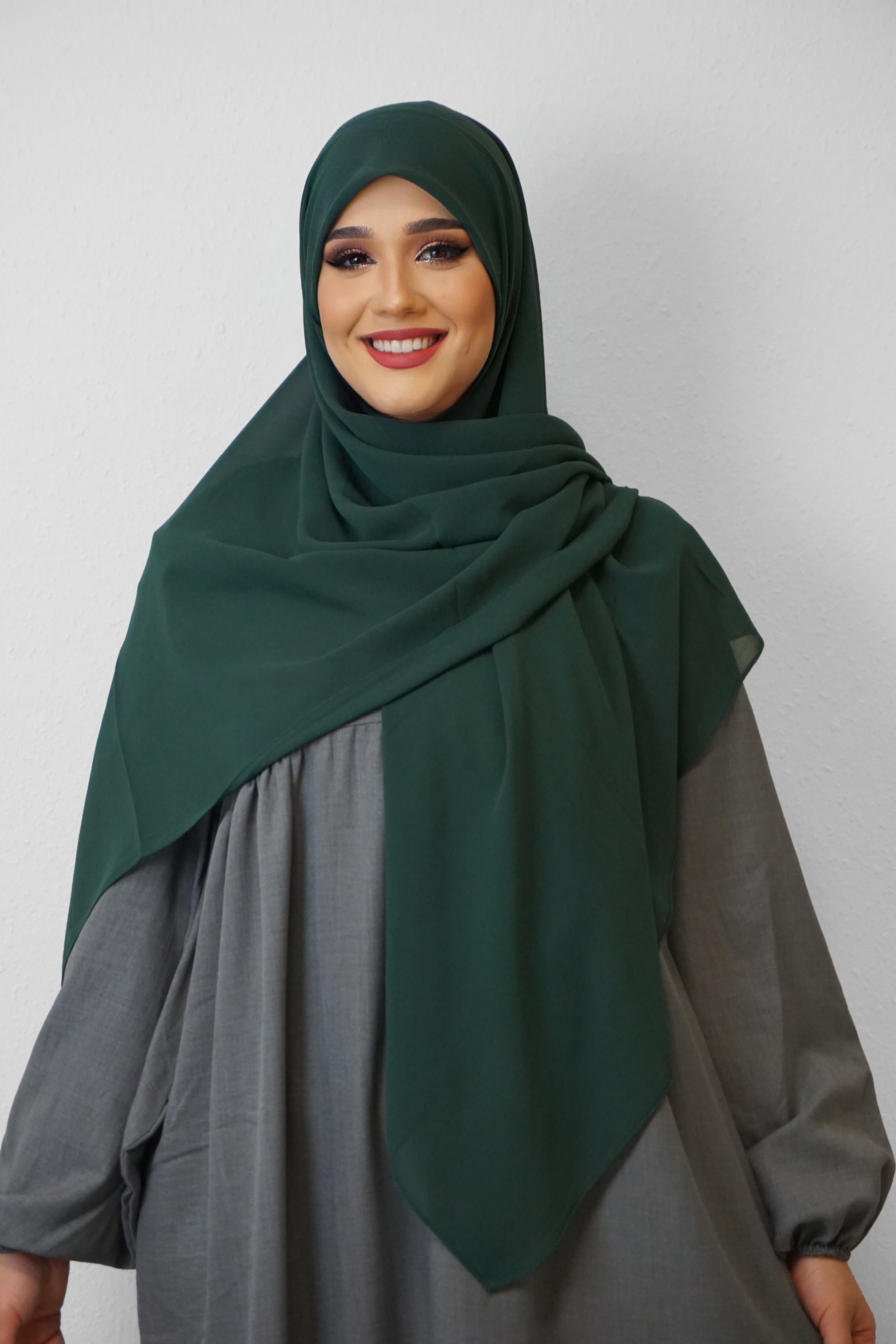 XL Chiffon Quadrat Hijab Smaragdgrün