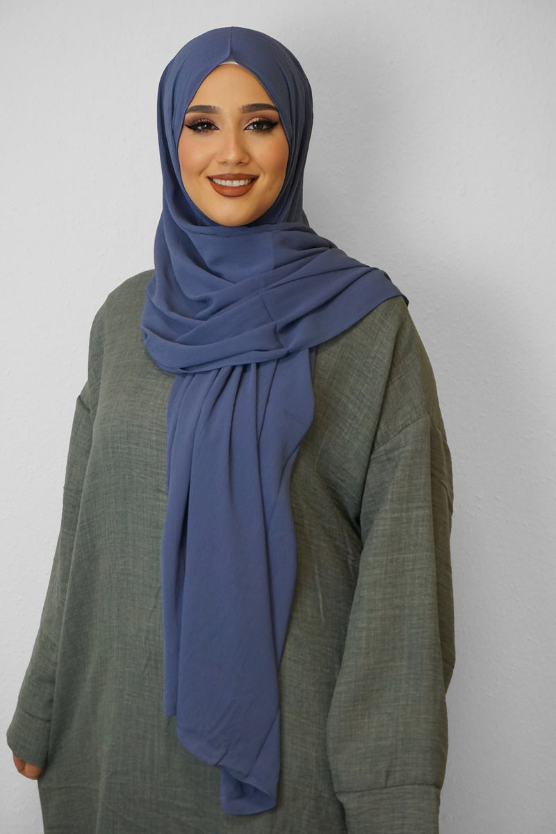 Crinkle Premium Chiffon Hijab Jeansblau