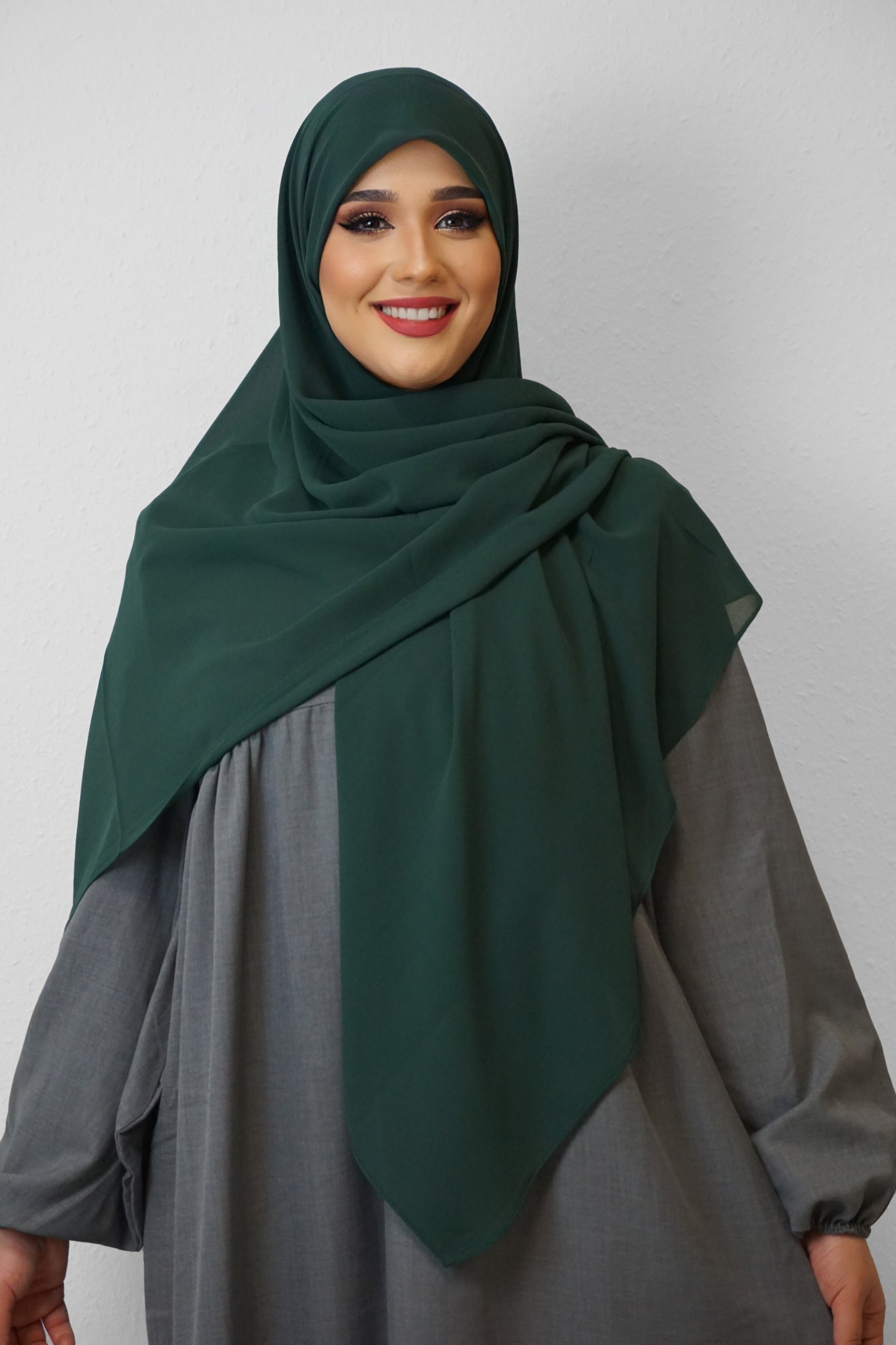 XL Chiffon Quadrat Hijab Smaragdgrün