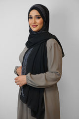 Chiffon Diamond Hijab Schwarz