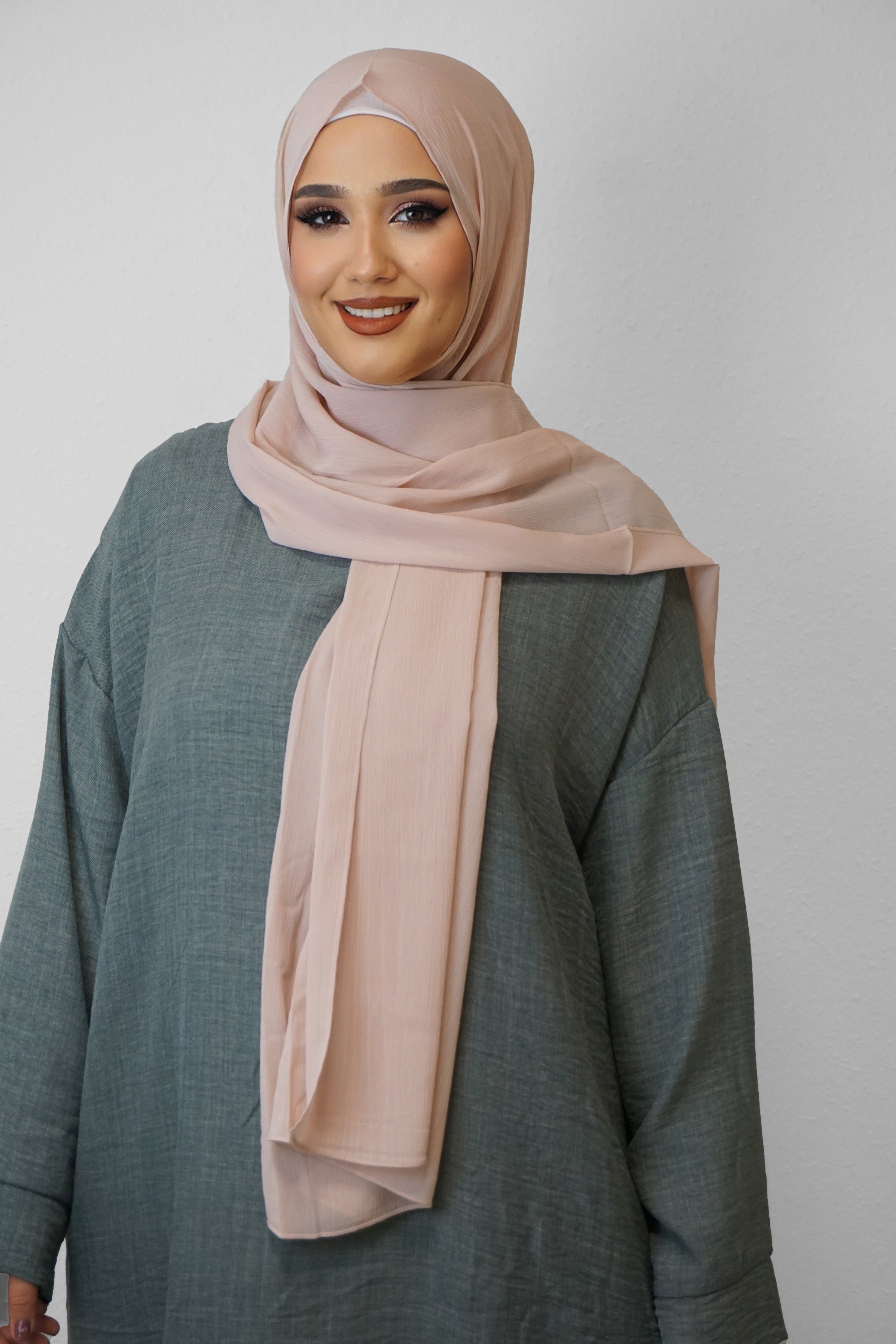 Crinkle Premium Chiffon Hijab Weissrosa