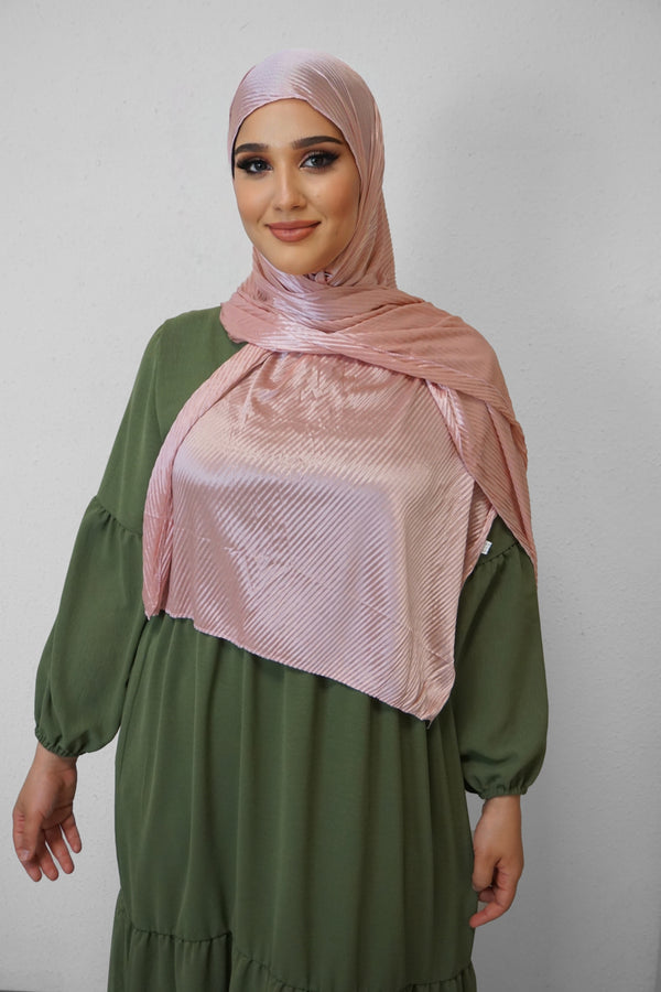 Satin Hijab Plissiert Rosa