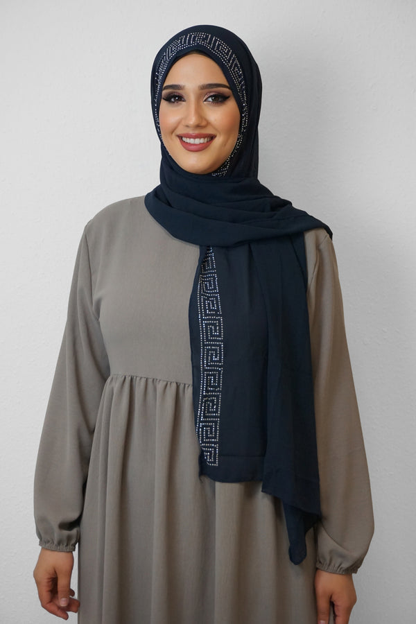 Chiffon Diamond Hijab Dunkelblau