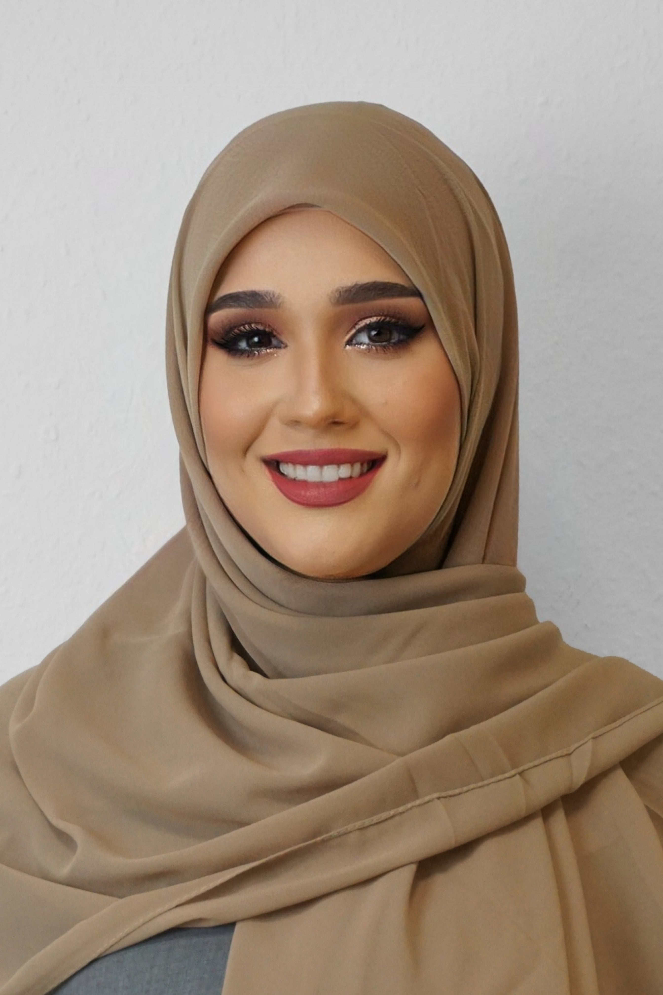 XL Chiffon Quadrat Hijab Dark-Beige