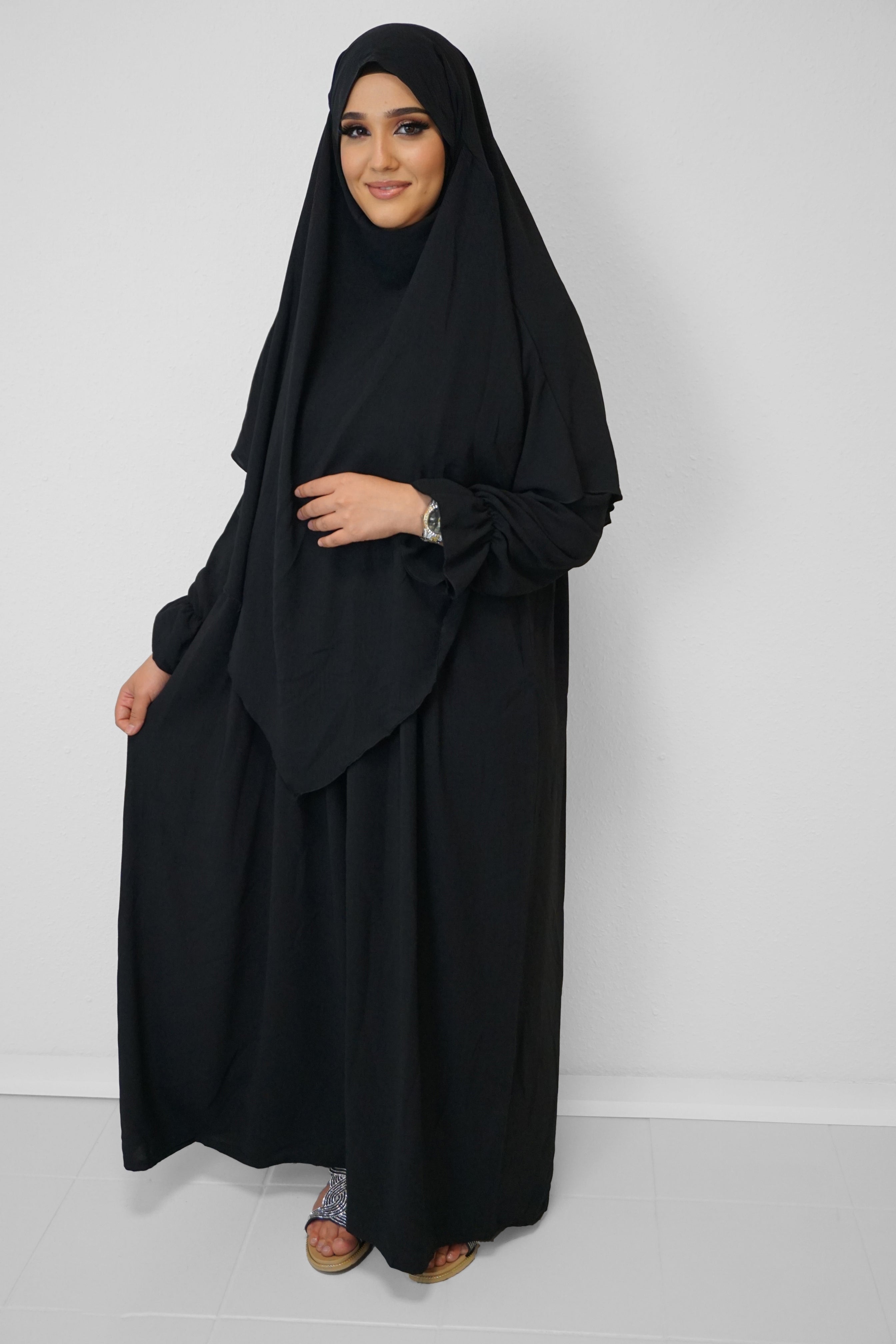 Jazz Khimar-Abaya Schwarz