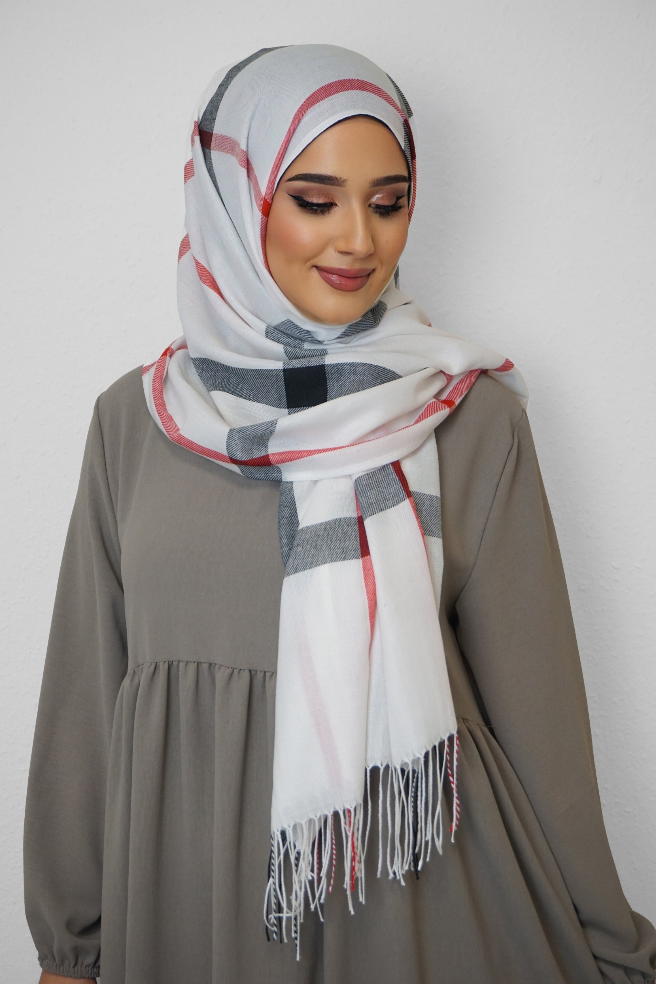 Baumwolle Hijab Aziza Weiss