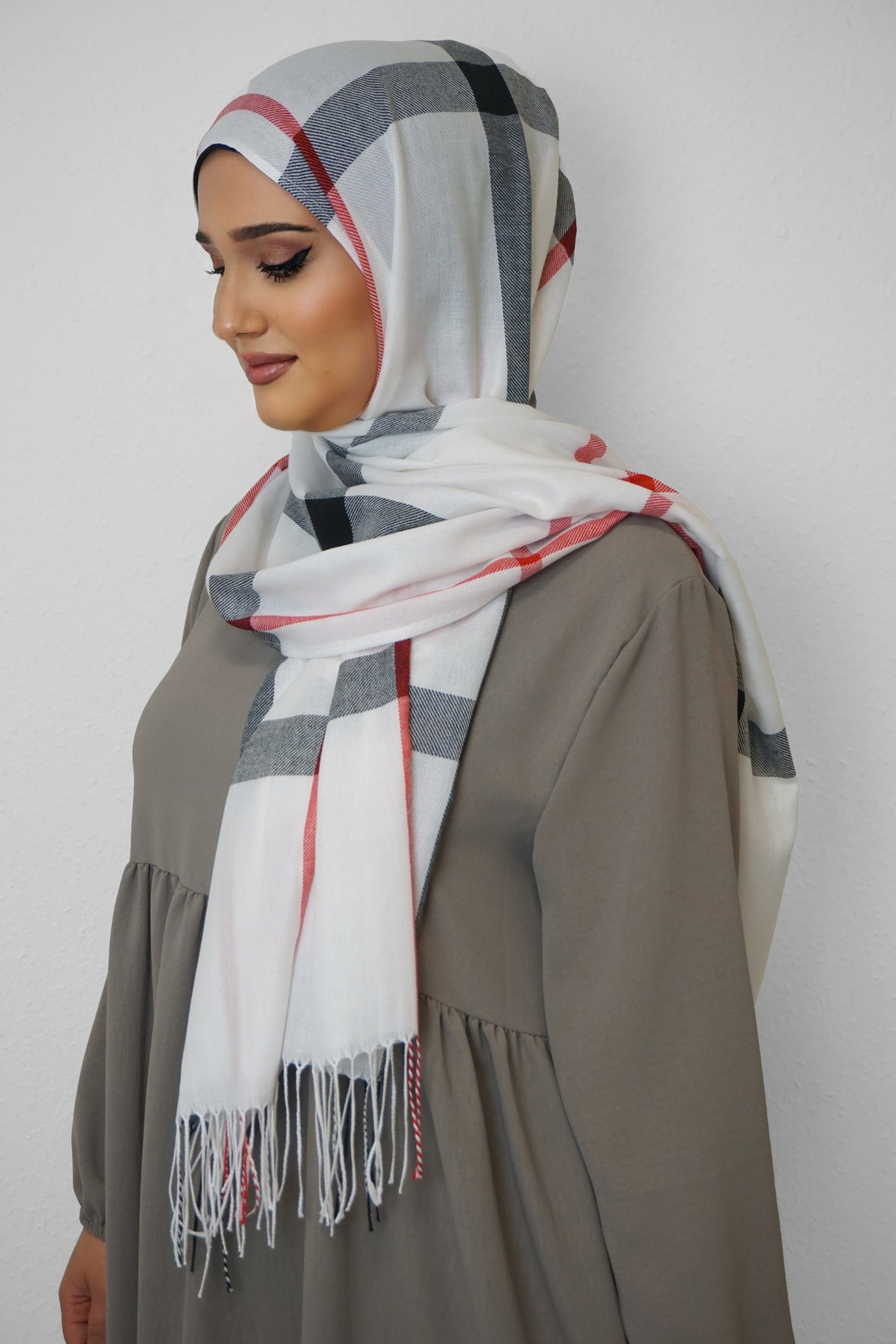 Baumwolle Hijab Aziza Weiss