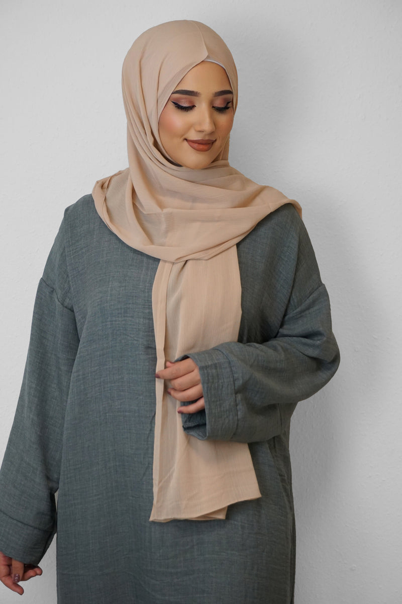 Crinkle Premium Chiffon Hijab Dunkelbeige