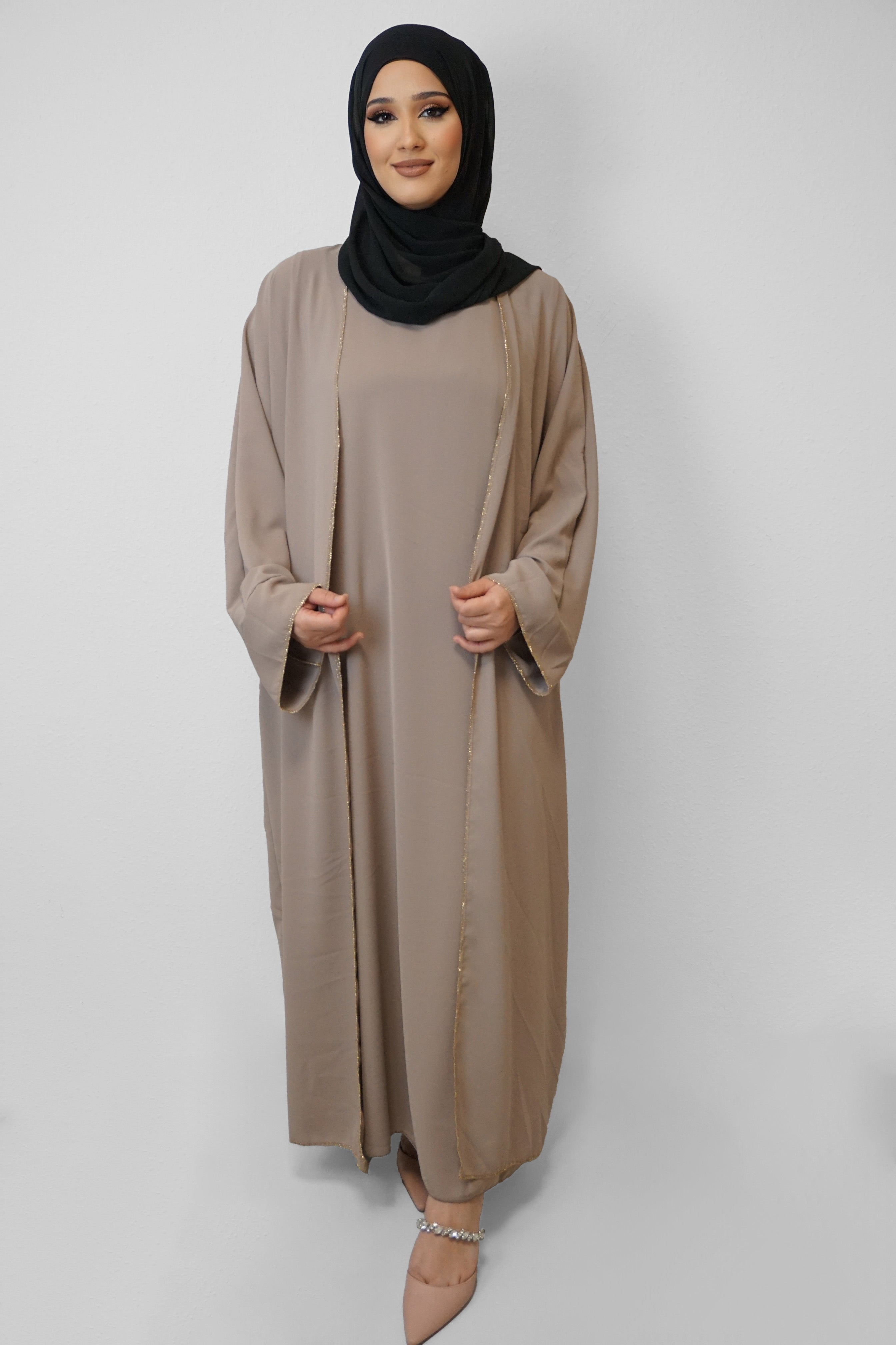 Zwei-Teiler Abaya Saddaya Taupe