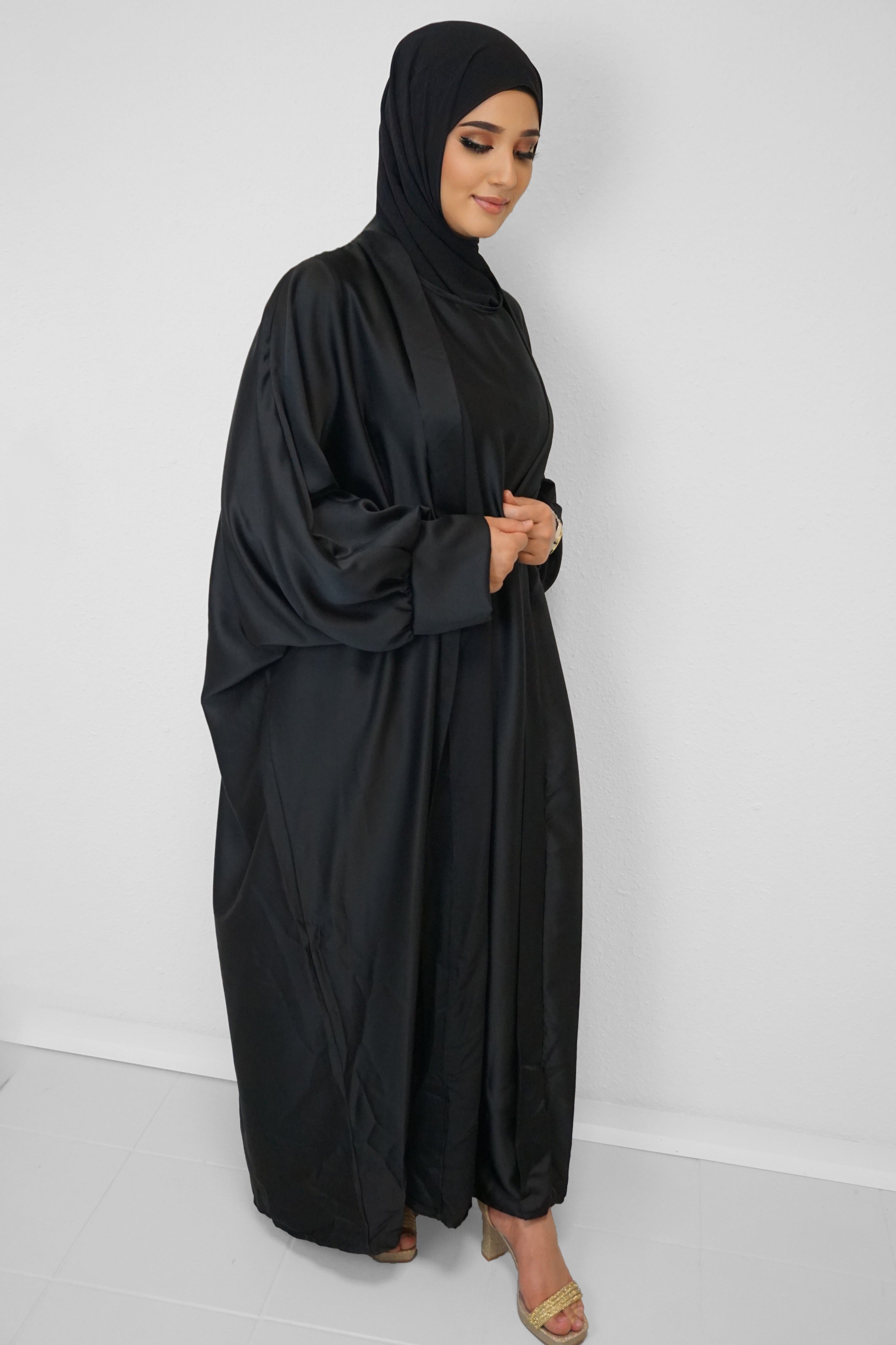 Satin-Abaya Nilofar Schwarz