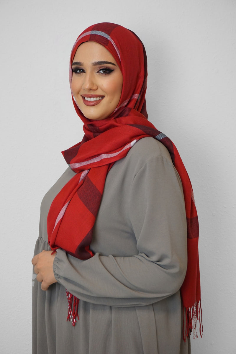 Baumwolle Hijab Aziza Rot