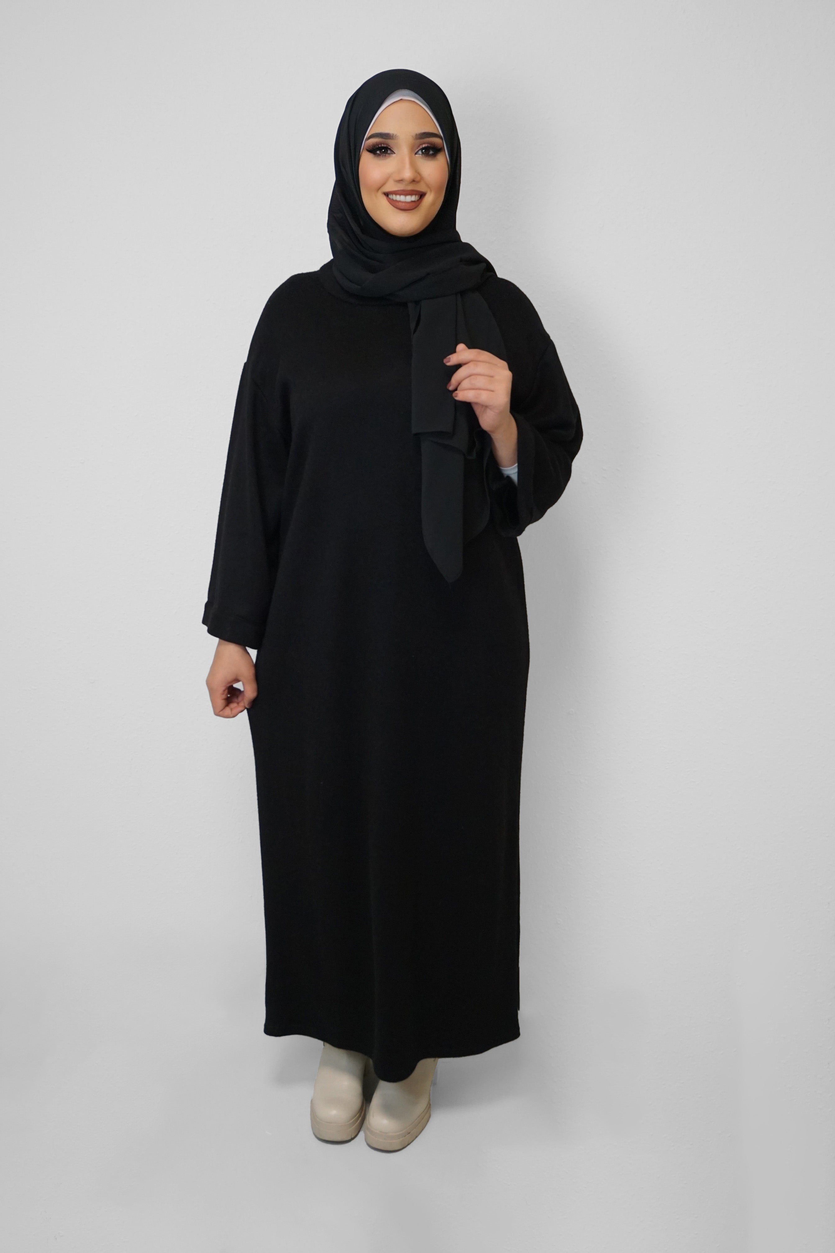 Maxi Strick-Kleid Nour Schwarz