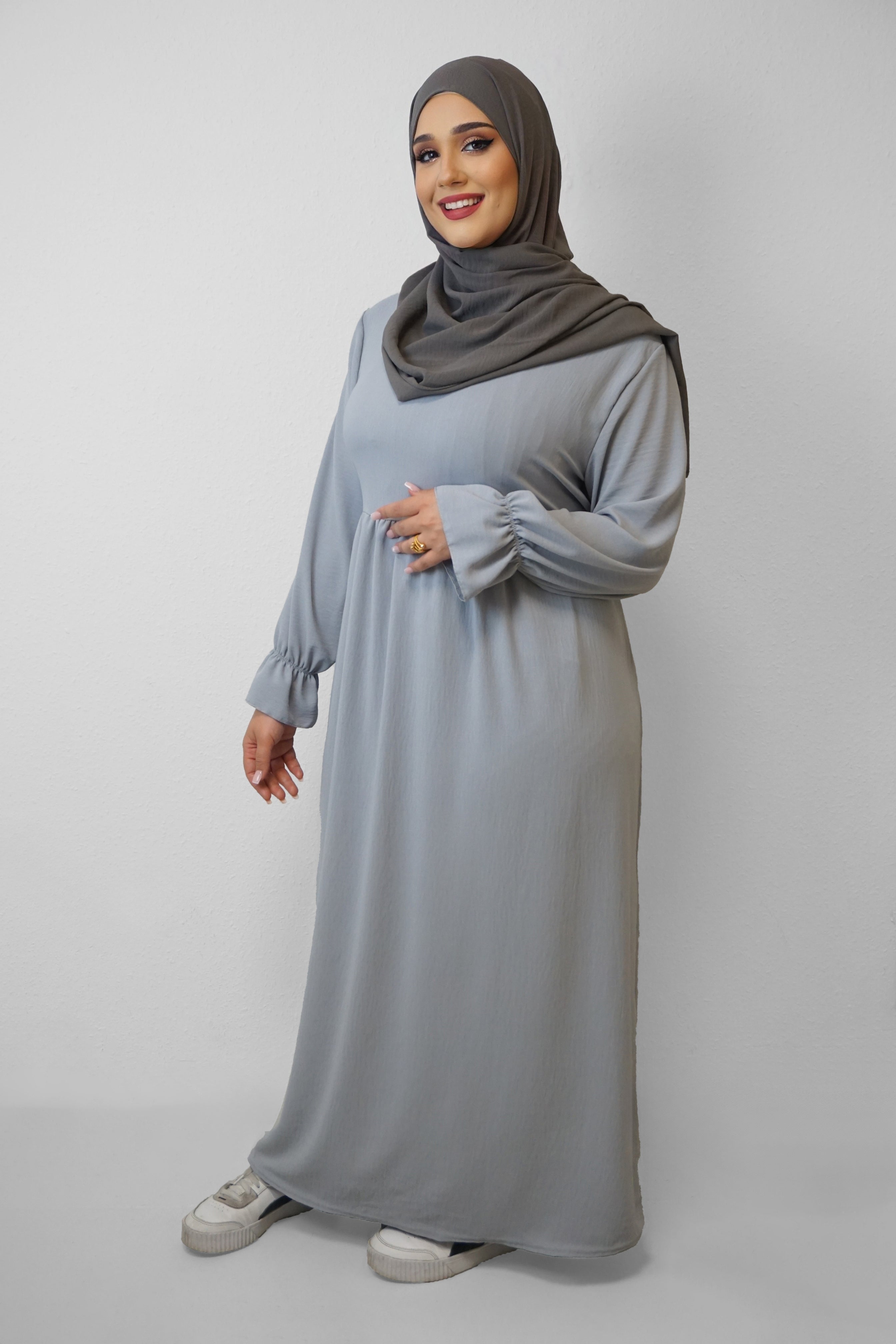 Jazz-Abaya Amna Hellgrau