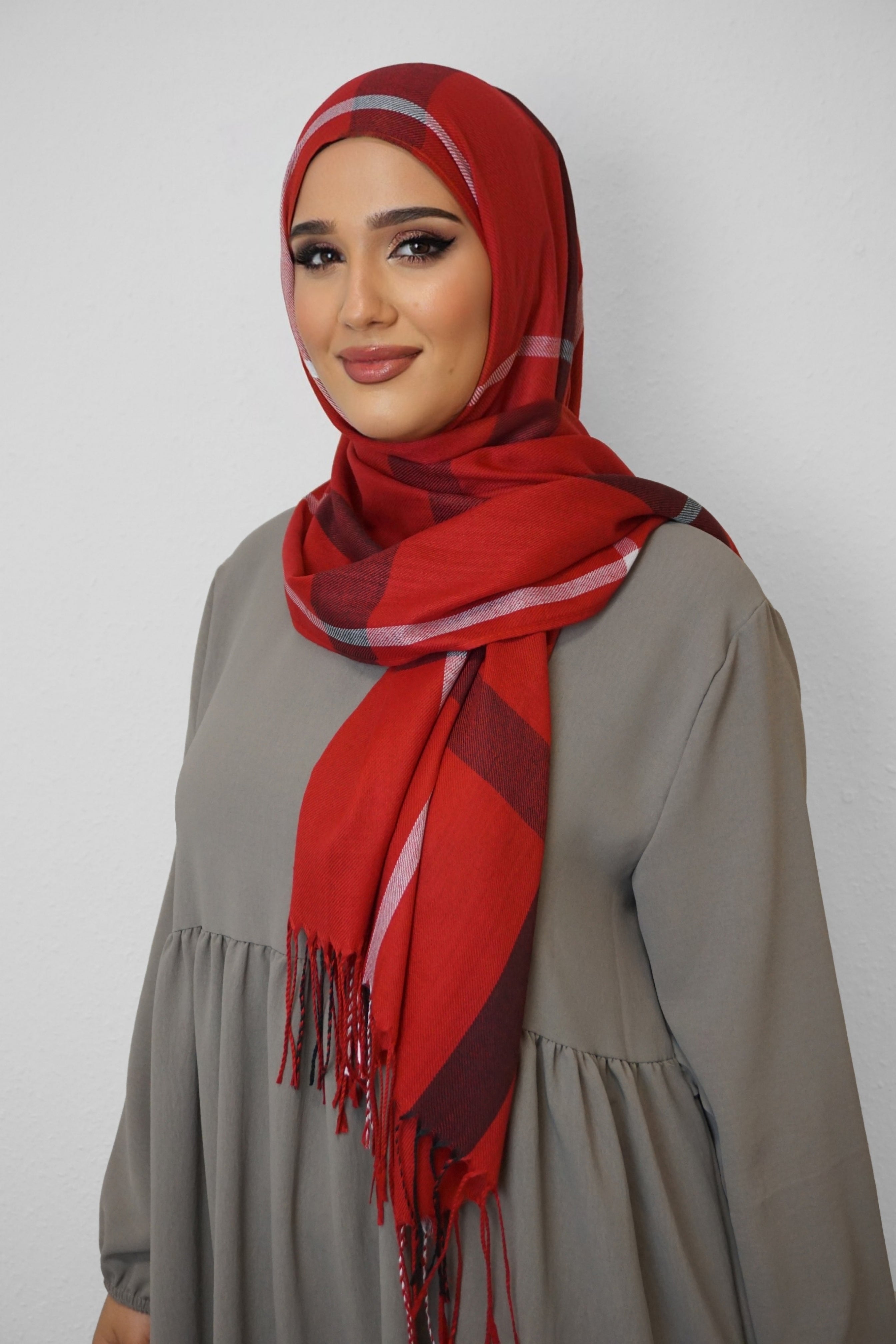 Baumwolle Hijab Aziza Rot