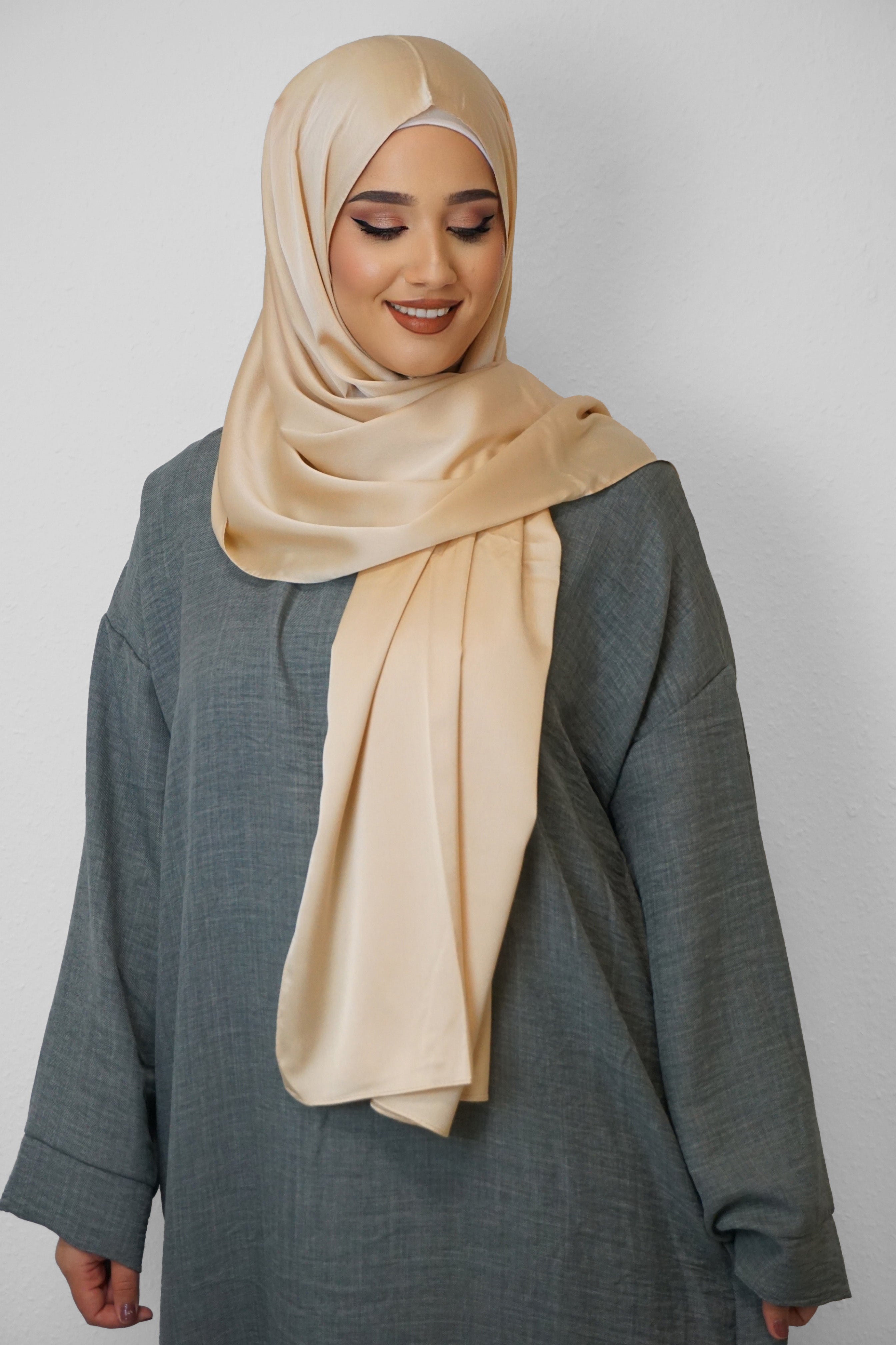 Satin Classic Hijab Beige 2