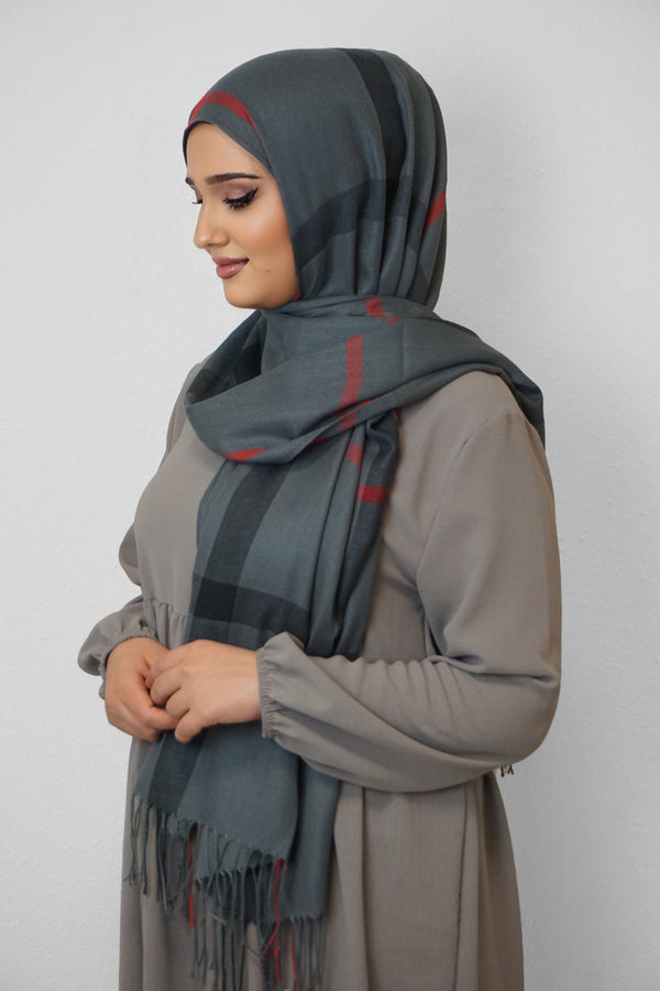 Baumwolle Hijab Aziza Dunkelgrau