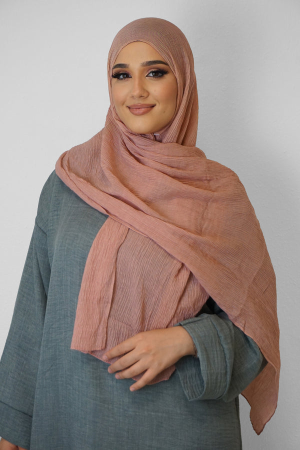 Baumwolle Crinkle-Hijab Dark-Rosa