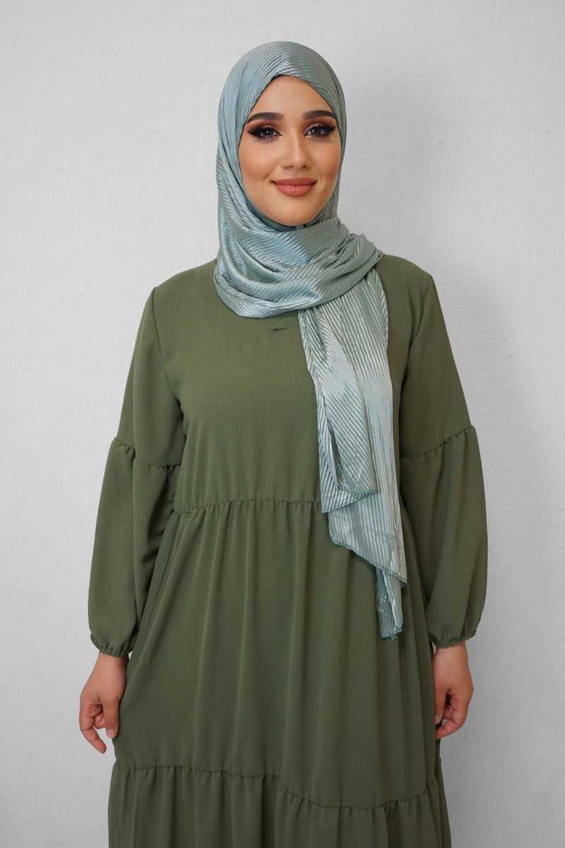Satin Hijab Plissiert Pistaziengrün