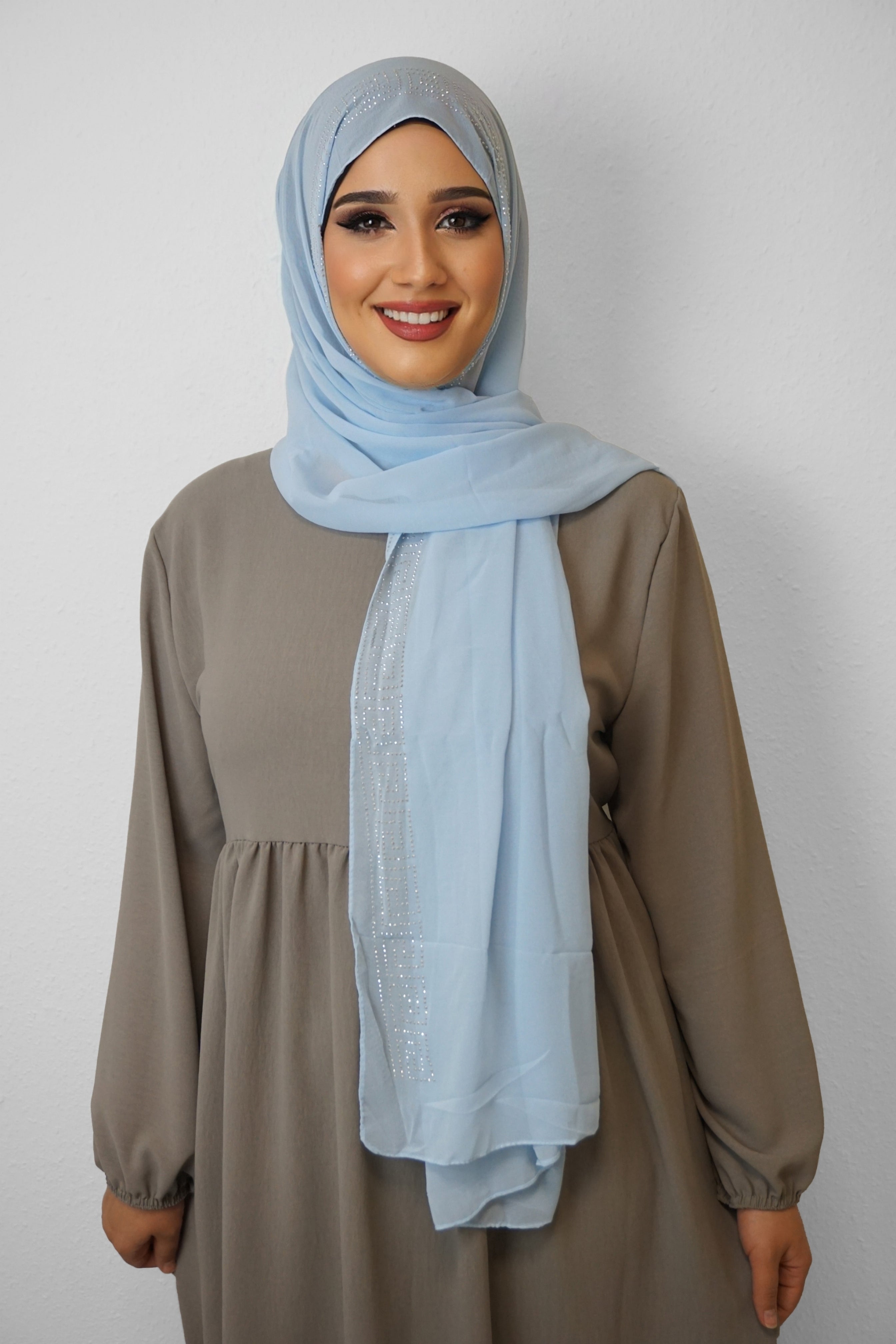 Chiffon Diamond Hijab Wasserblau