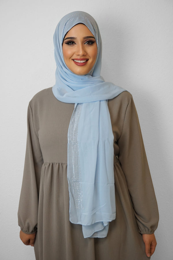 Chiffon Diamond Hijab Wasserblau