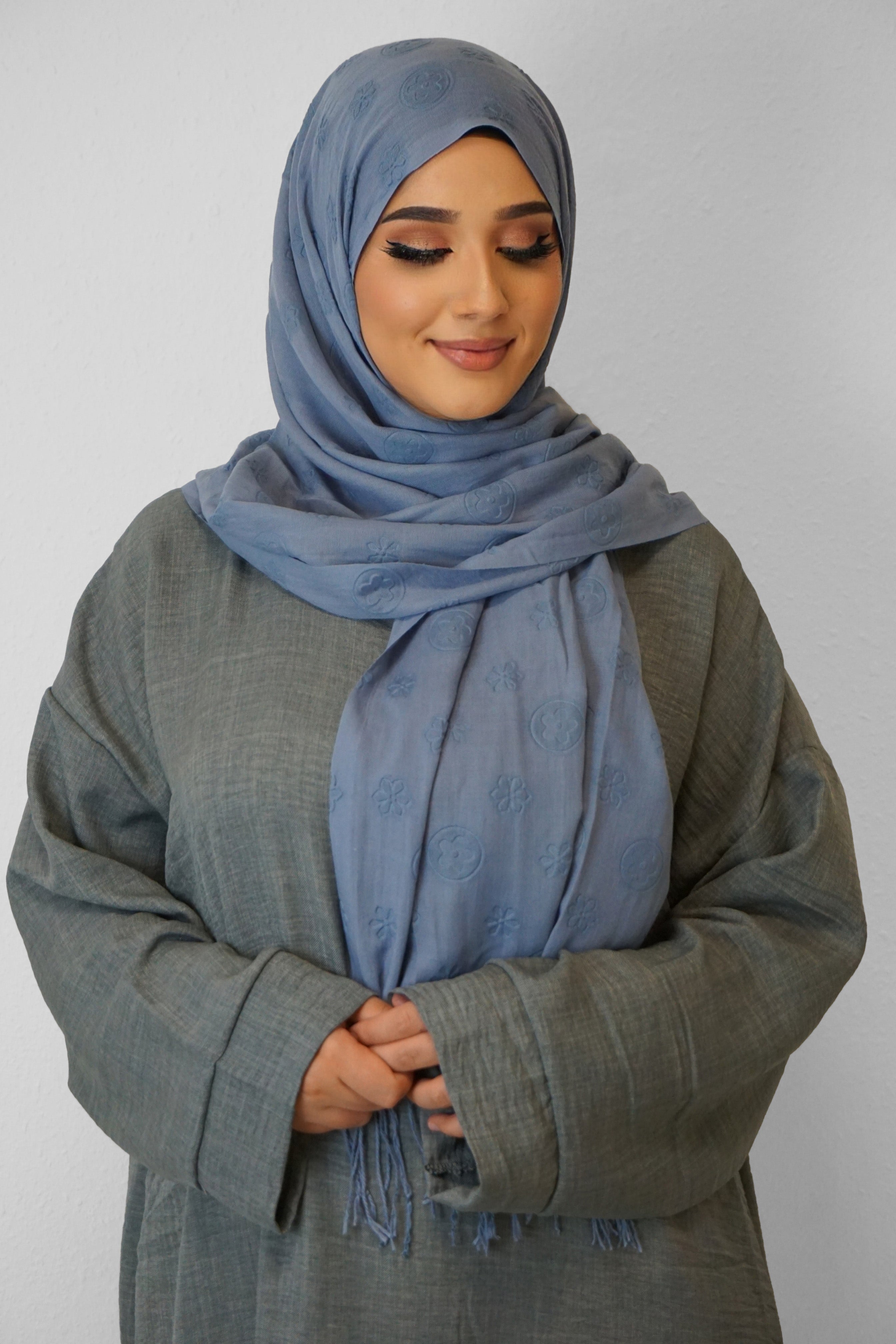 Baumwolle Hijab Zuhur Hellblau