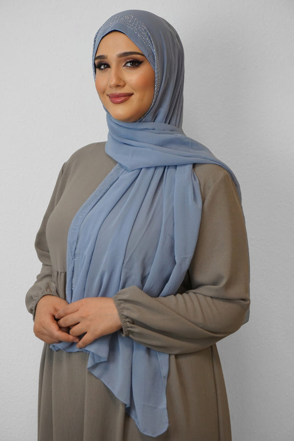 Chiffon Diamond Hijab Himmelblau