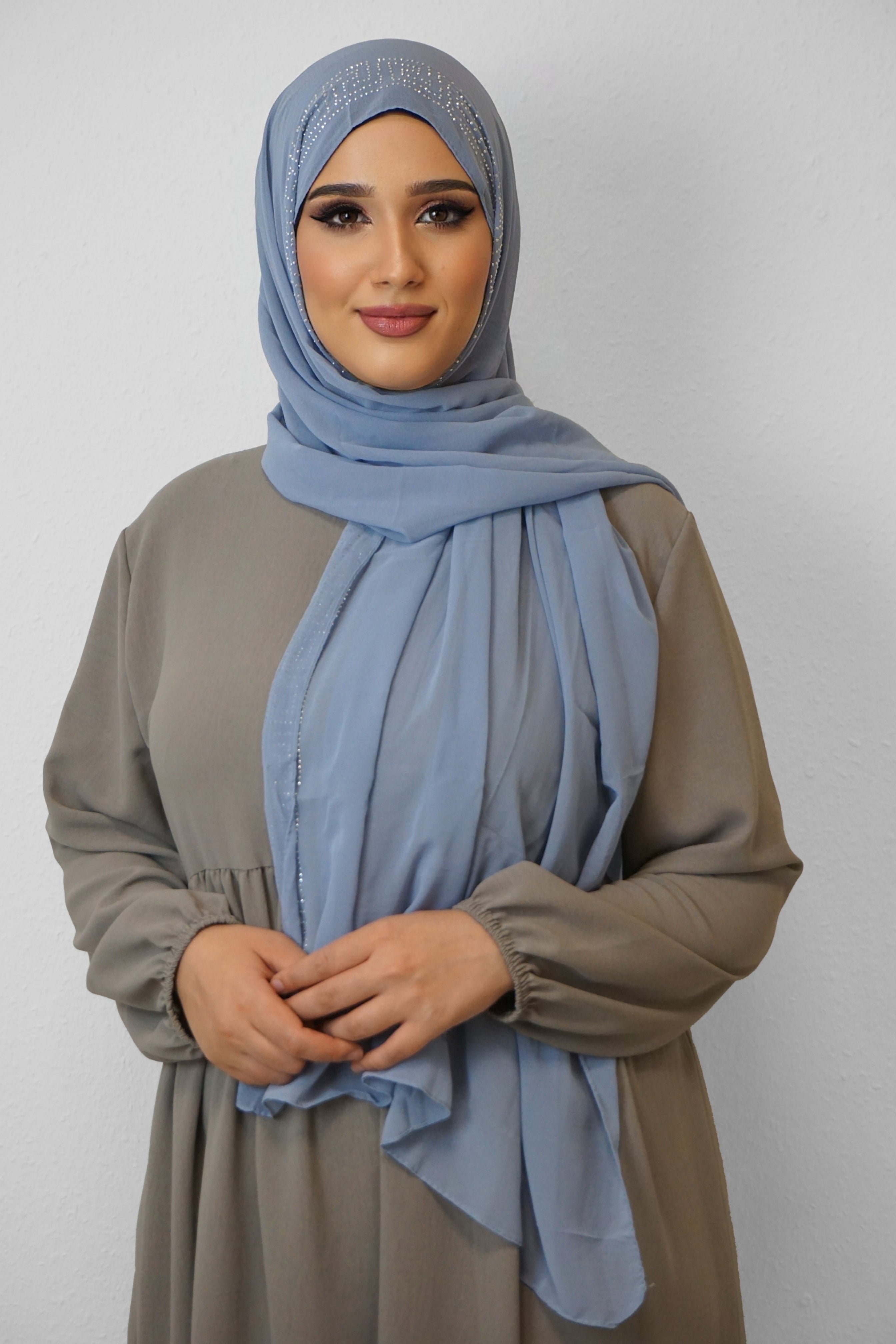 Chiffon Diamond Hijab Himmelblau