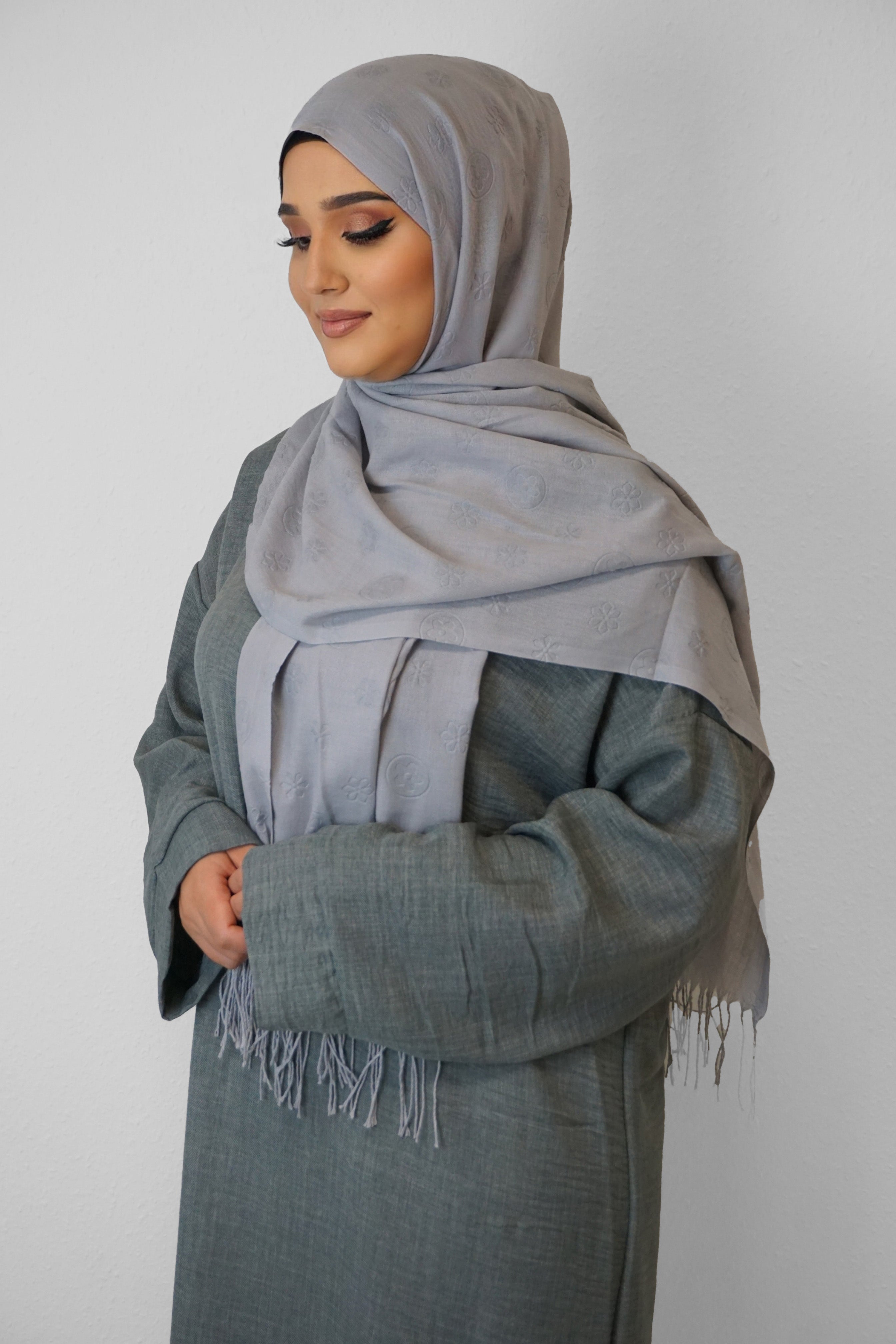 Baumwolle Hijab Zuhur Grau