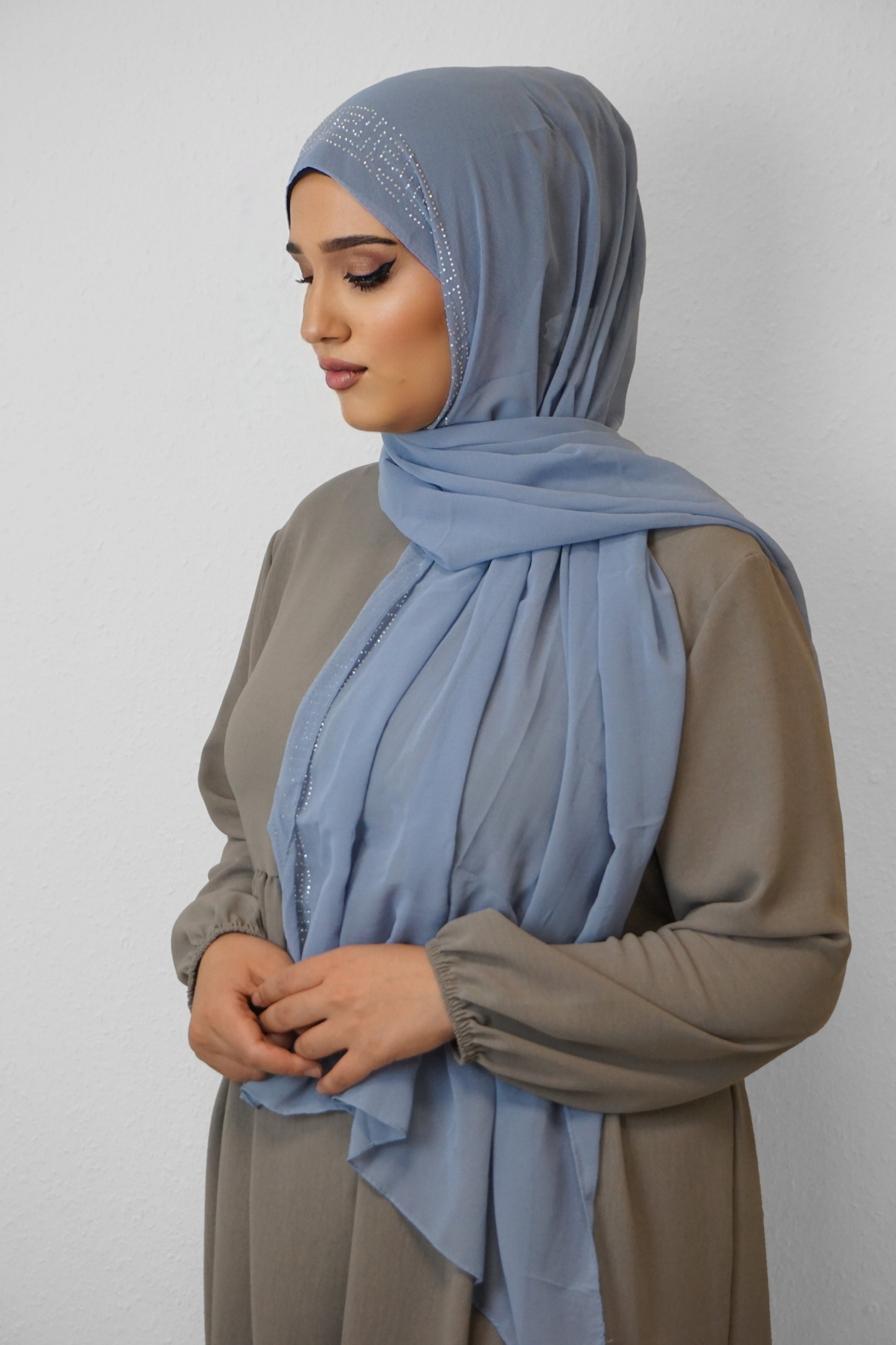 Chiffon Diamond Hijab Himmelblau