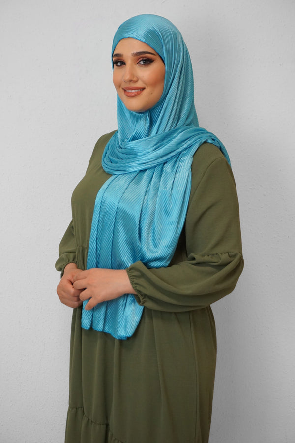 Satin Hijab Plissiert Mint