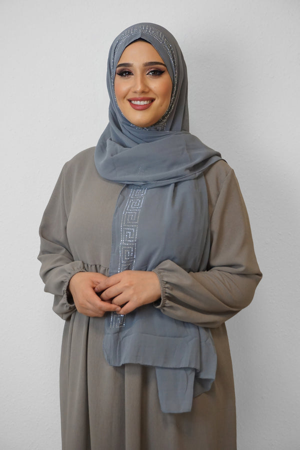 Chiffon Diamond Hijab Grau