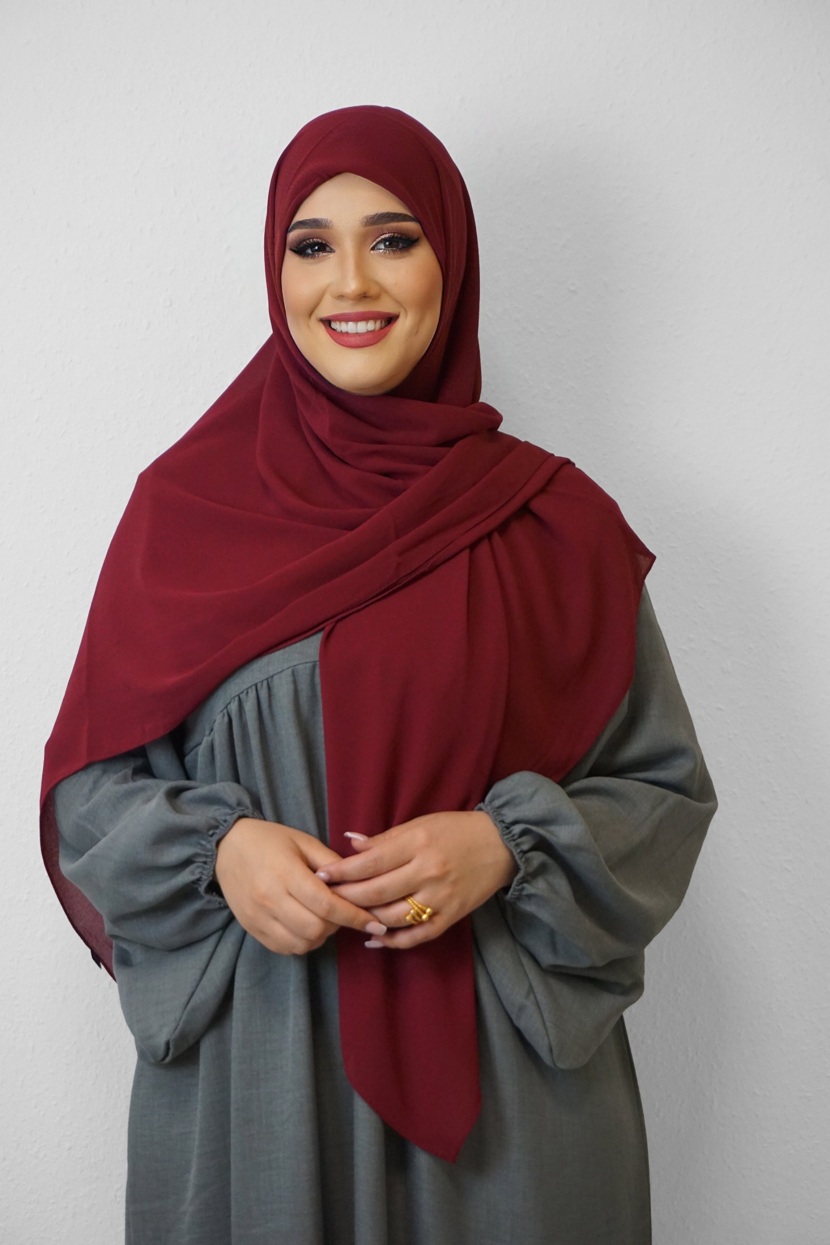 XL Chiffon Quadrat Hijab Bordeaux