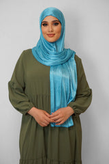 Satin Hijab Plissiert Mint