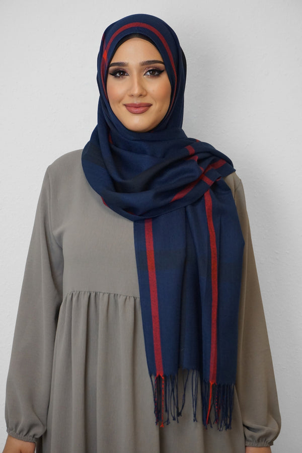 Baumwolle Hijab Aziza Dunkelblau