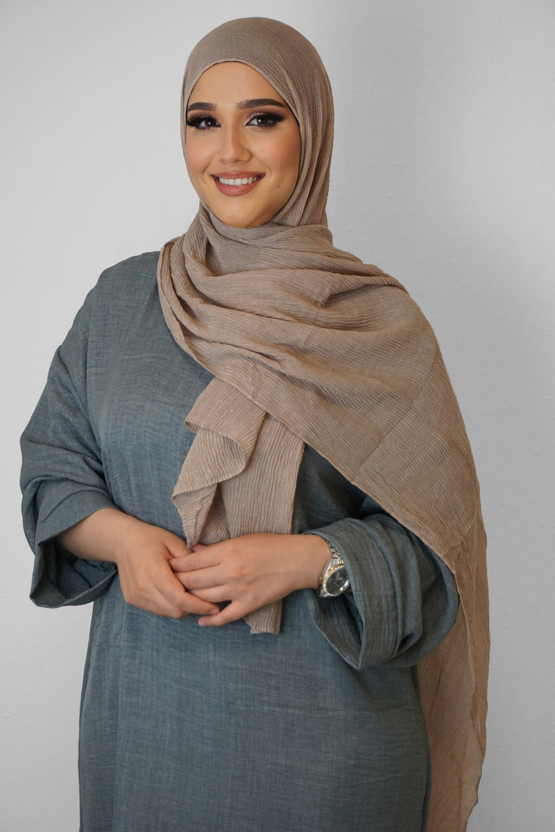 Baumwolle Crinkle-Hijab Taupe