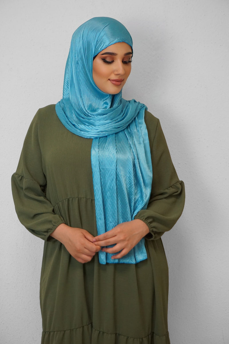 Satin Hijab Plissiert Mint