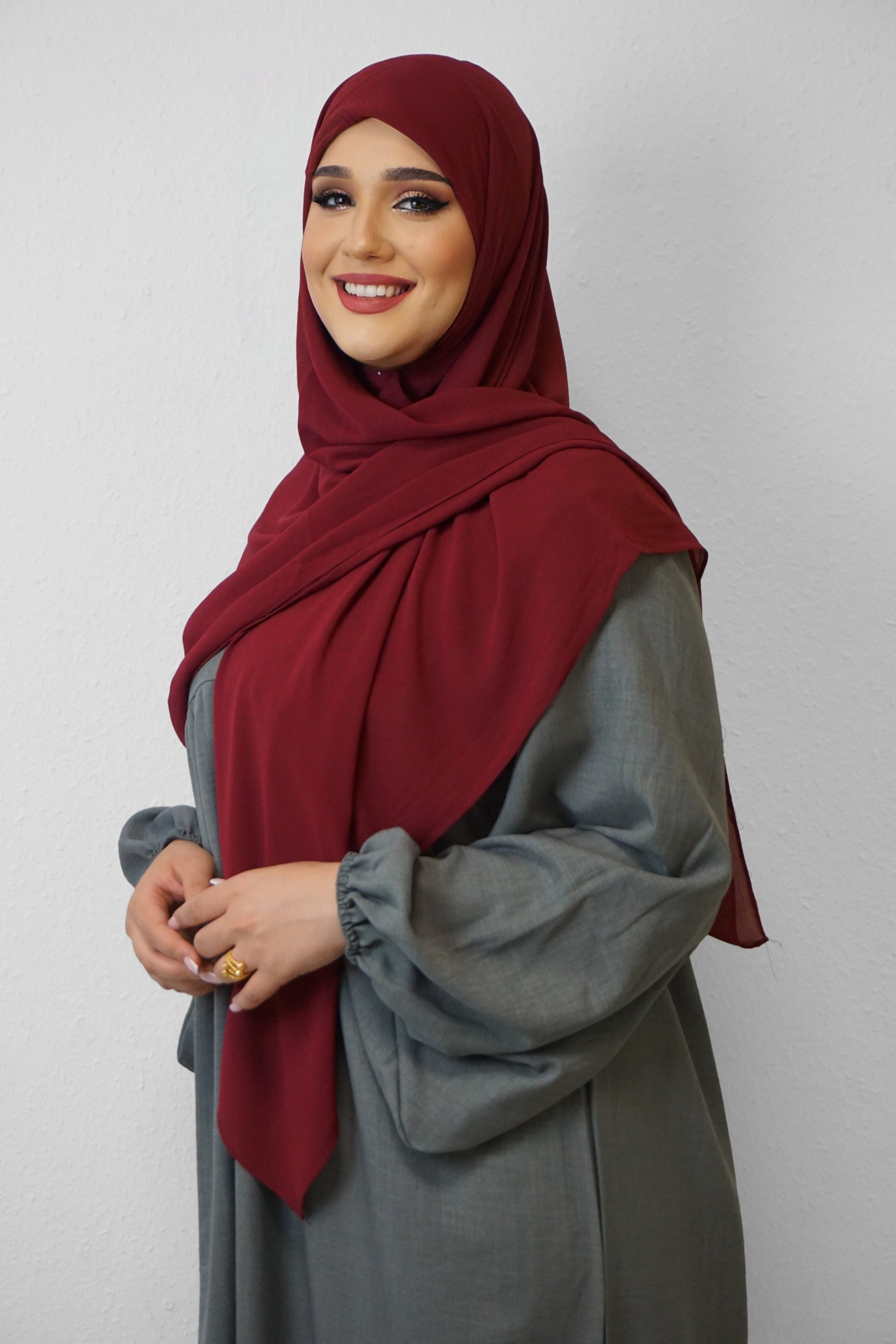 XL Chiffon Quadrat Hijab Bordeaux