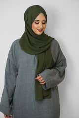 Crinkle Premium Chiffon Hijab Moosgrün
