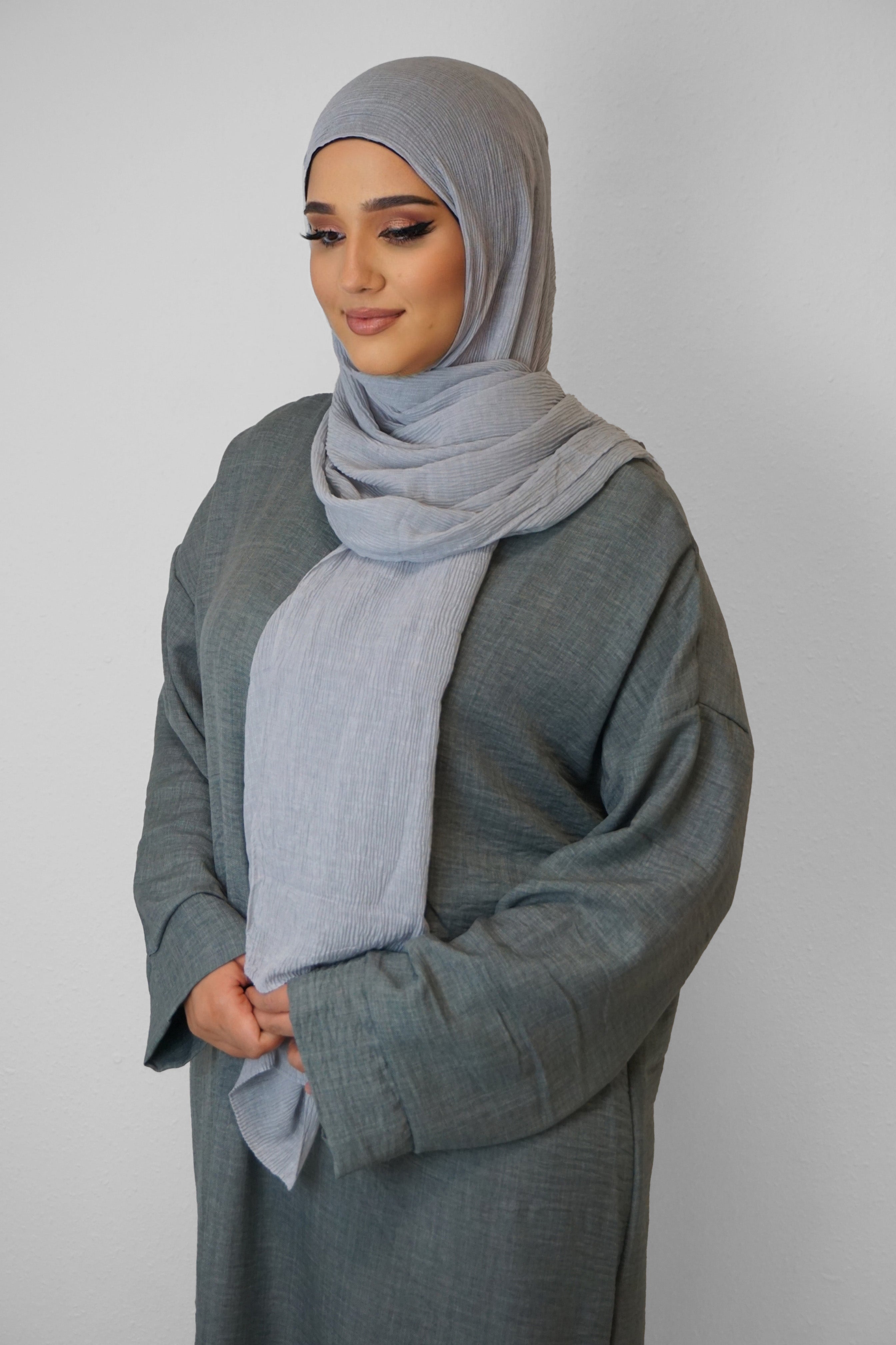 Baumwolle Crinkle-Hijab Grau