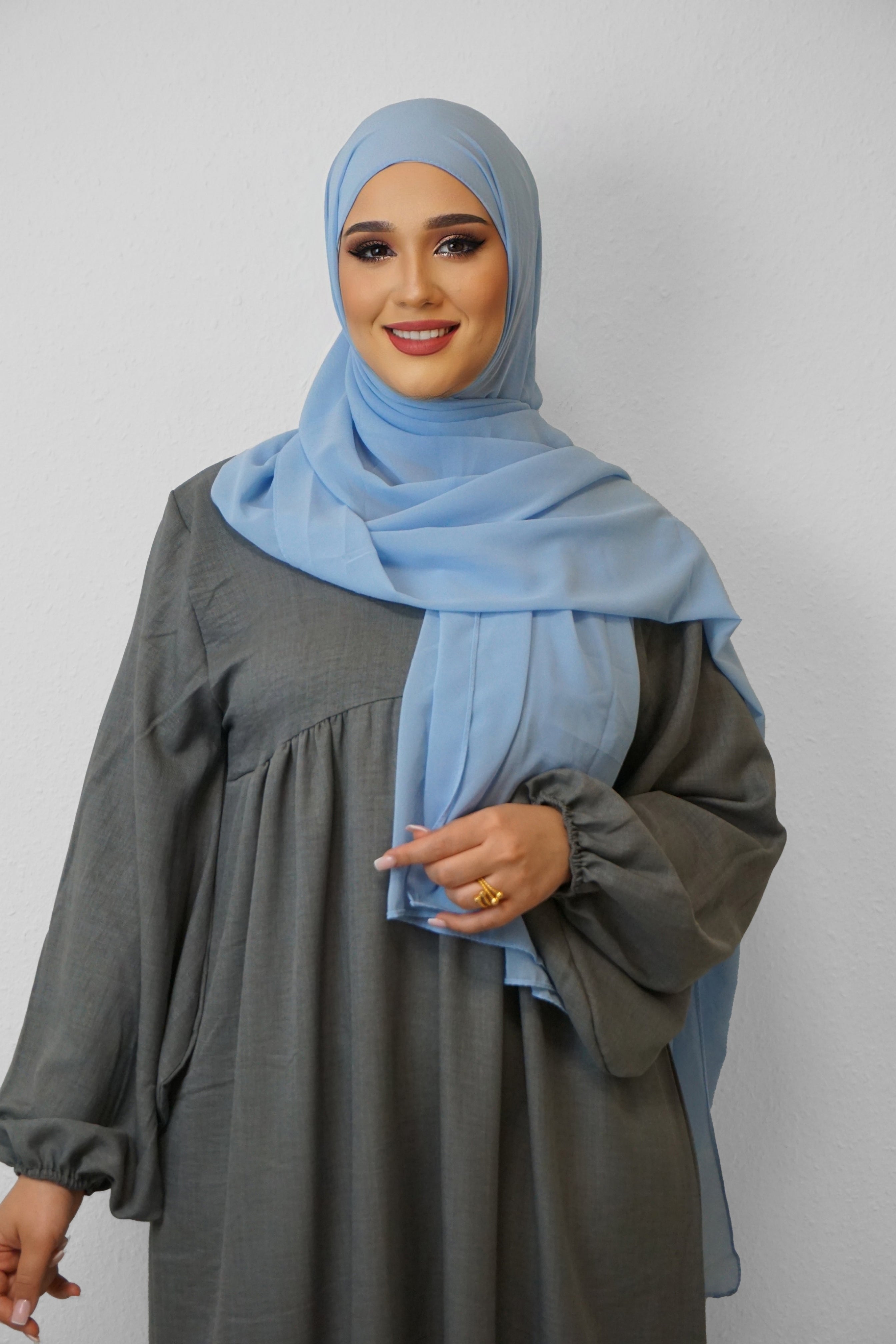 Chiffon XL Hijab Himmelblau