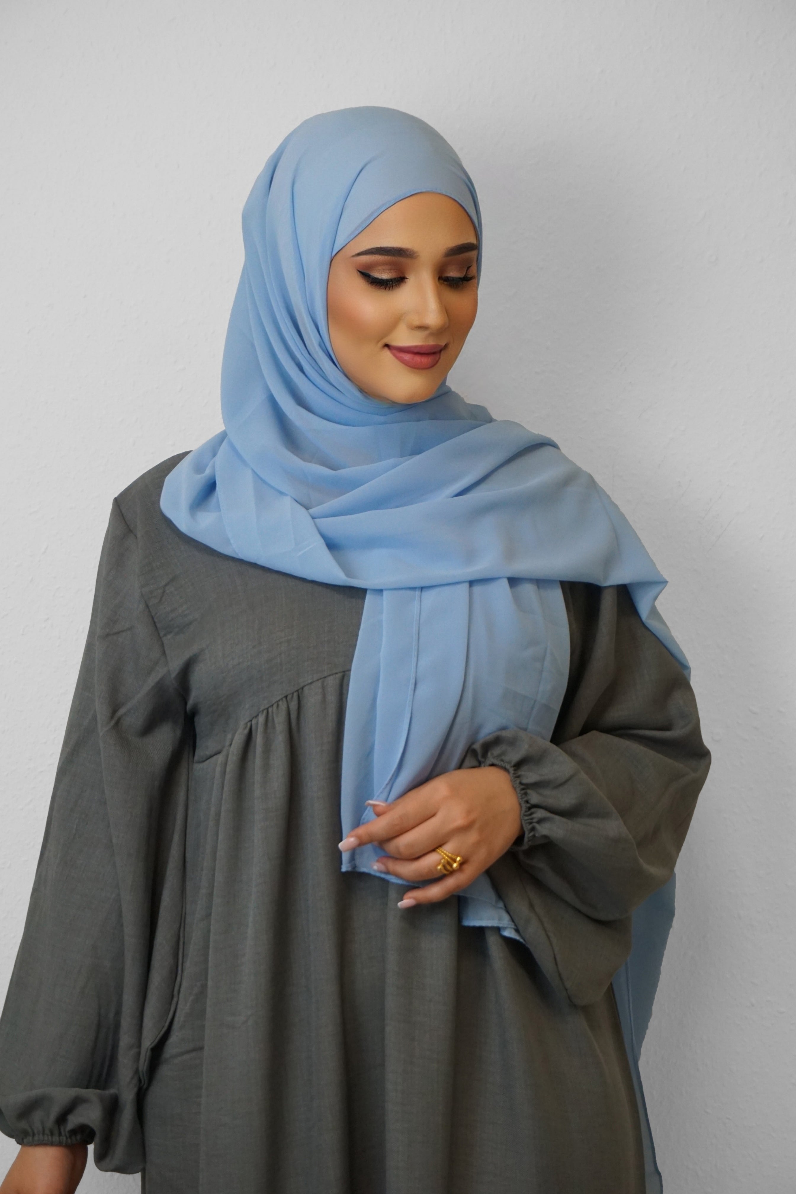 Chiffon XL Hijab Himmelblau