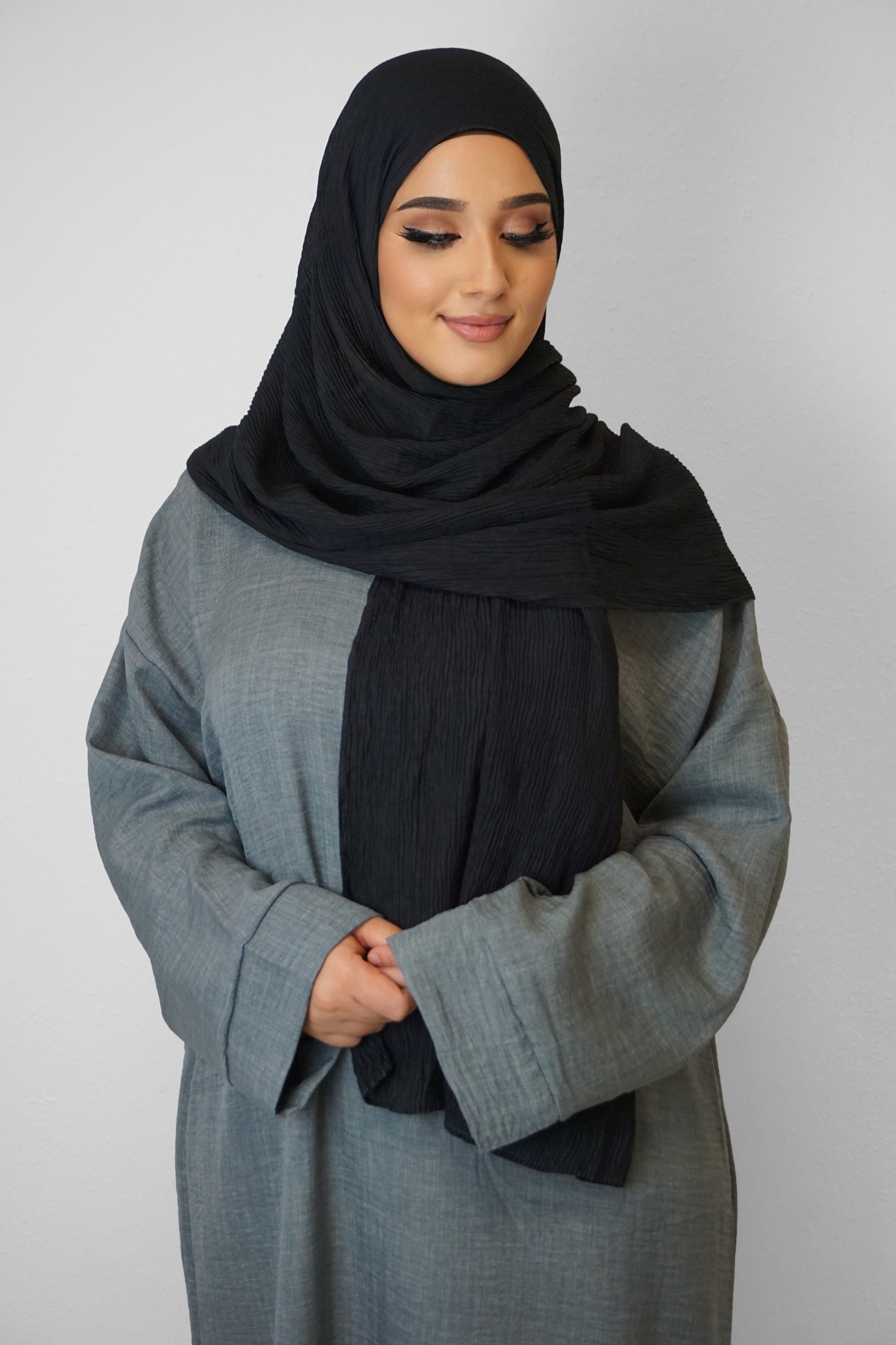 Baumwolle Crinkle-Hijab Schwarz