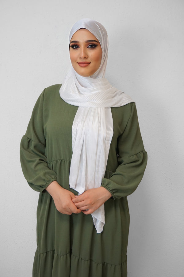 Satin Hijab Plissiert Weiss