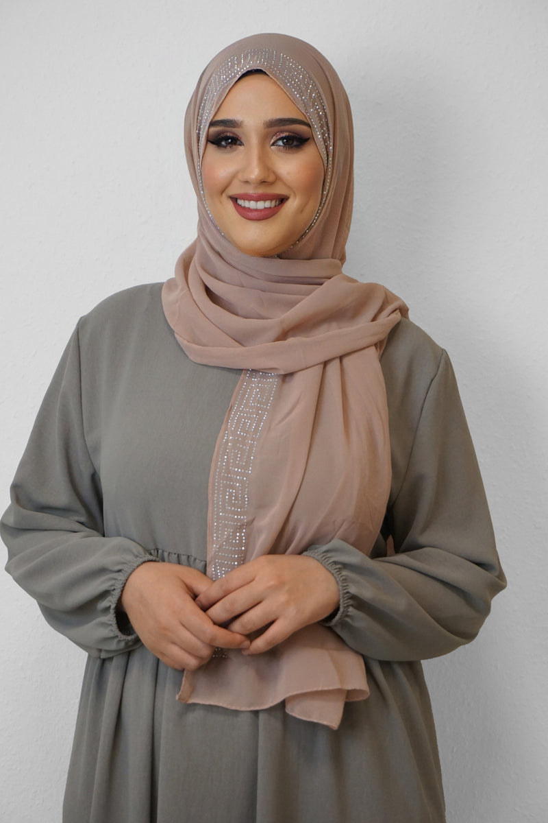 Chiffon Diamond Hijab Schlammbraun